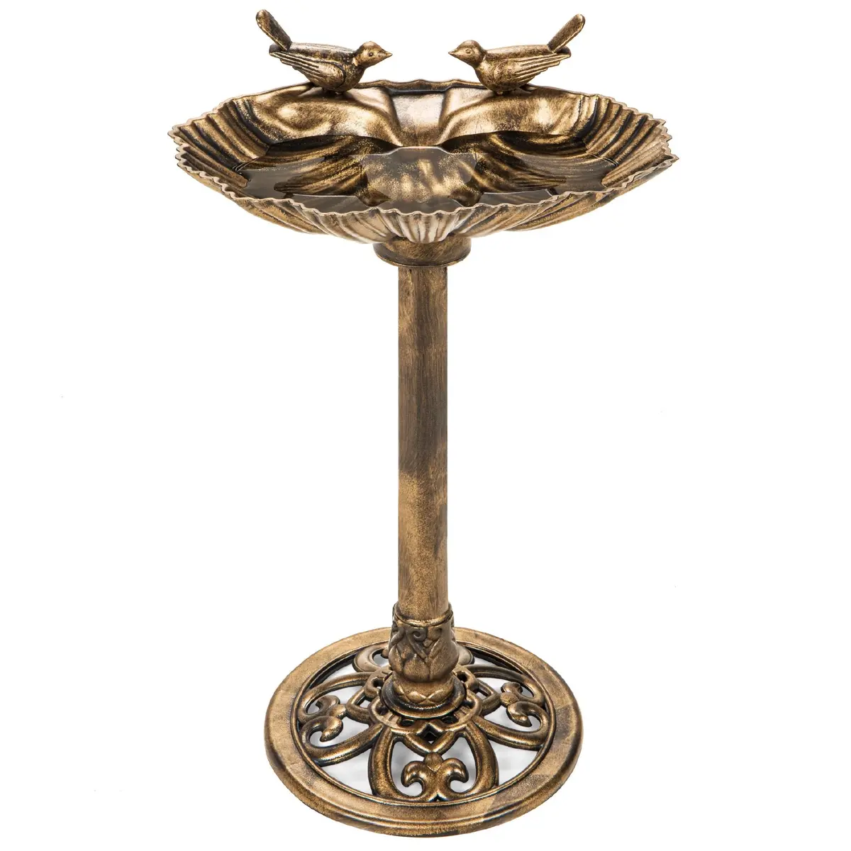 Pedestal Bird Bath Decoration W/ Sparrow Statues 1