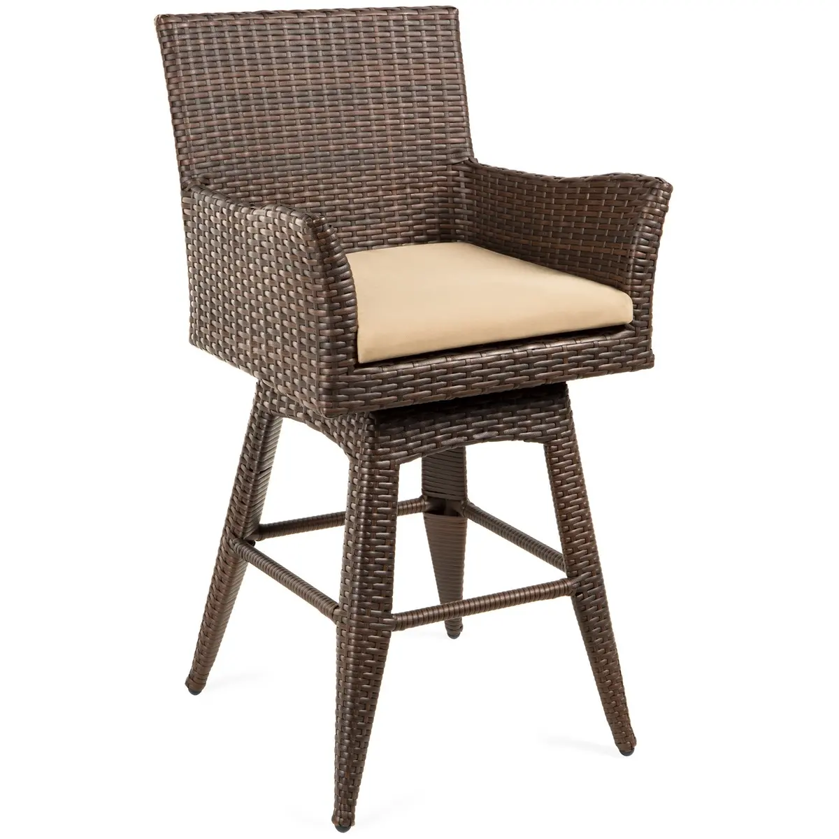 All-Weather Wicker Counter-Height Swivel Bar Stool W/ Cushion 1