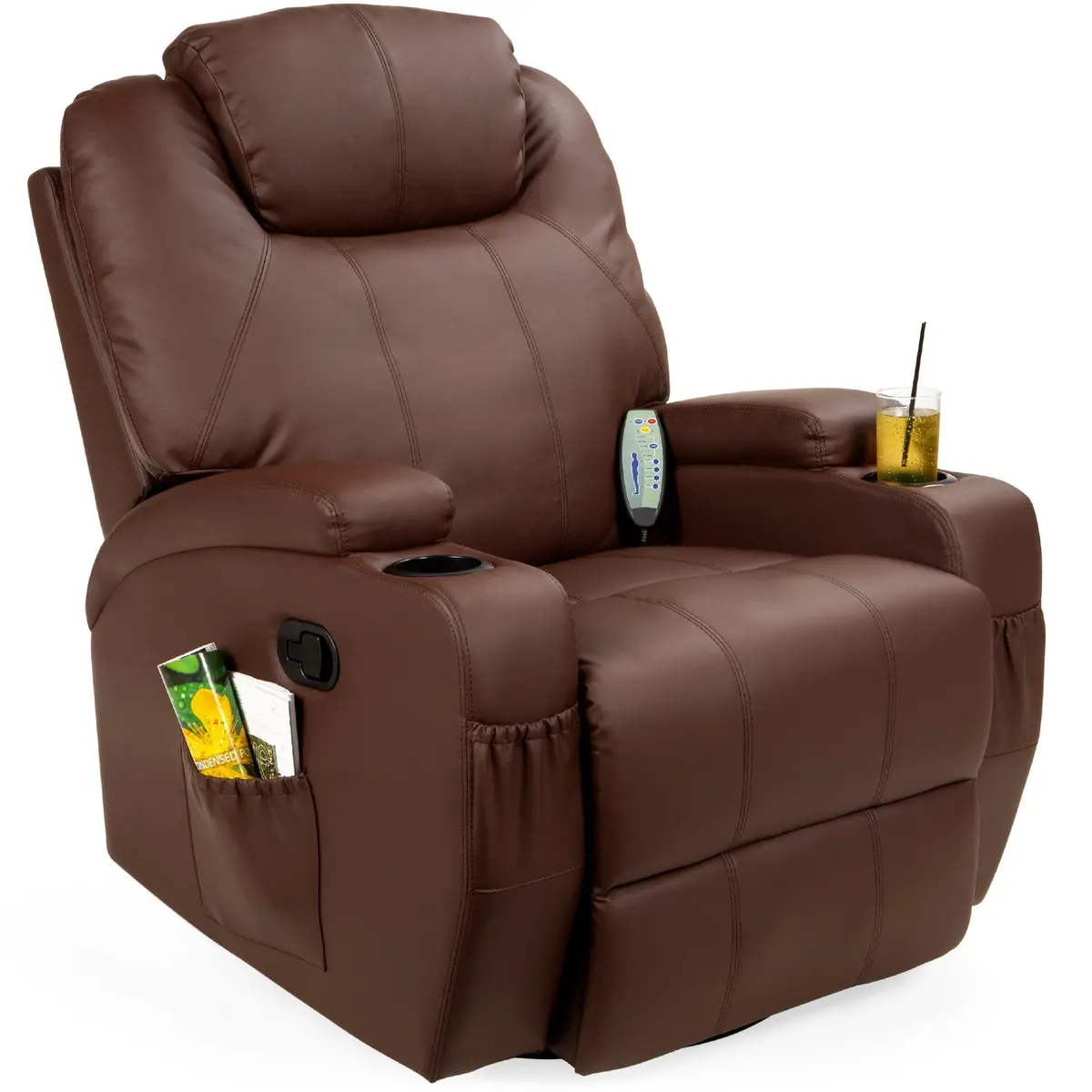 Swivel Massage Recliner Chair W/ Remote Control, 5 Modes 1
