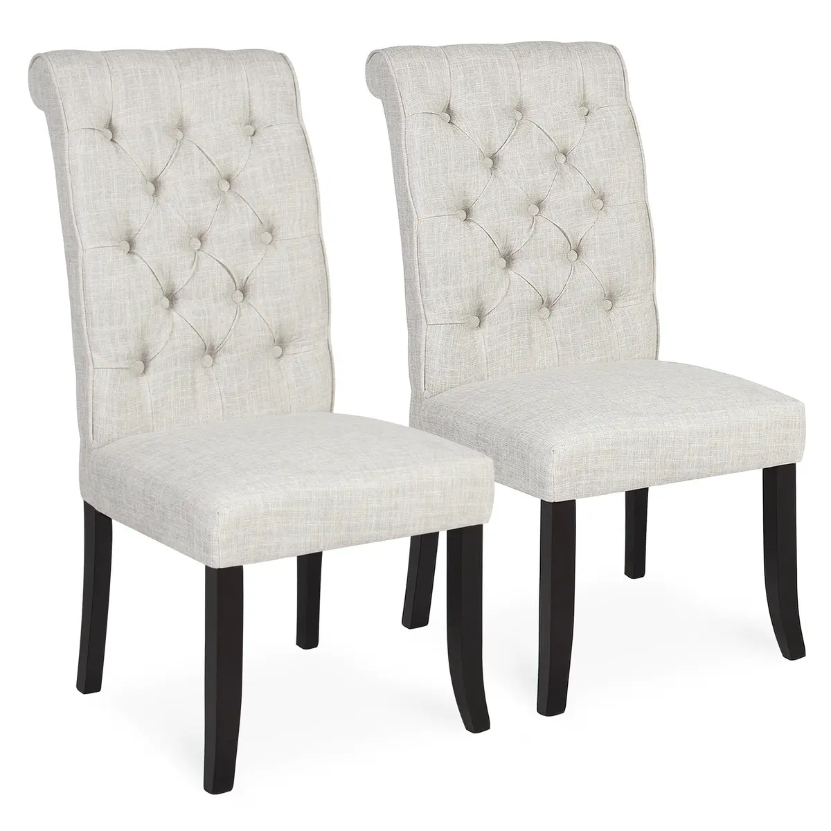 Set Of 2 Tufted Parsons Dining Chairs - White 1