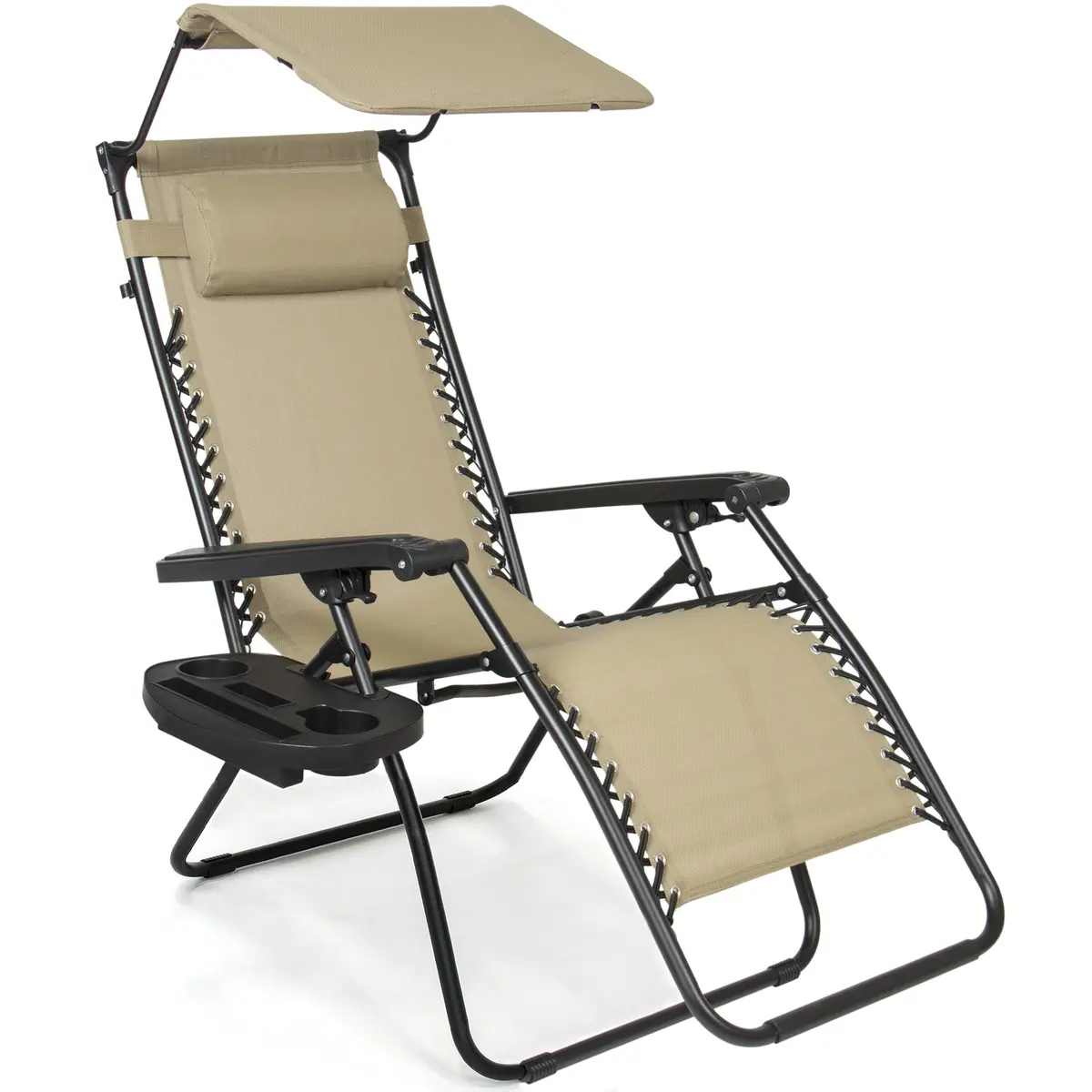 Folding Zero Gravity Recliner Lounge Chair W/ Canopy, Cup Holder 1