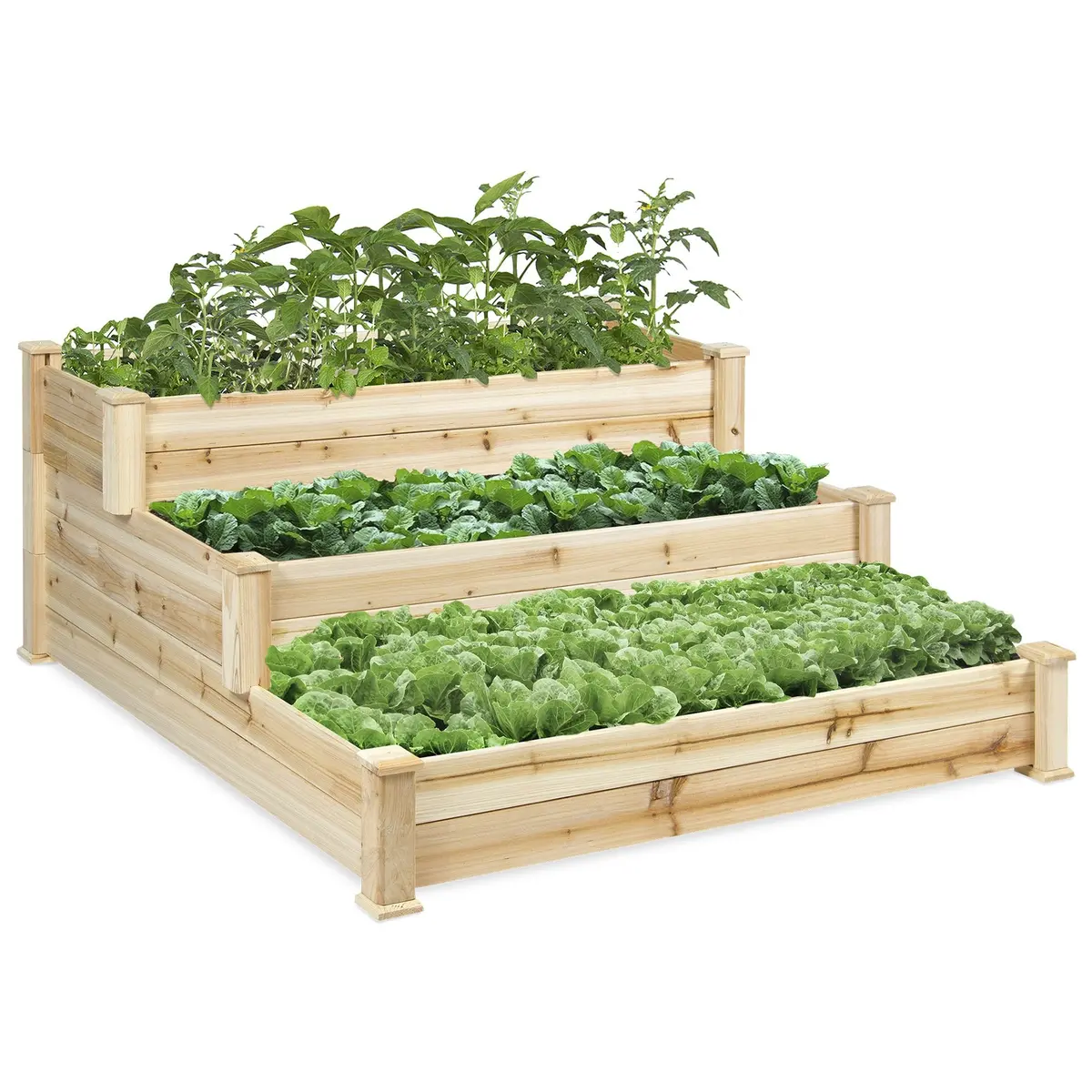 3-Tier Raised Garden Planter - Natural 1