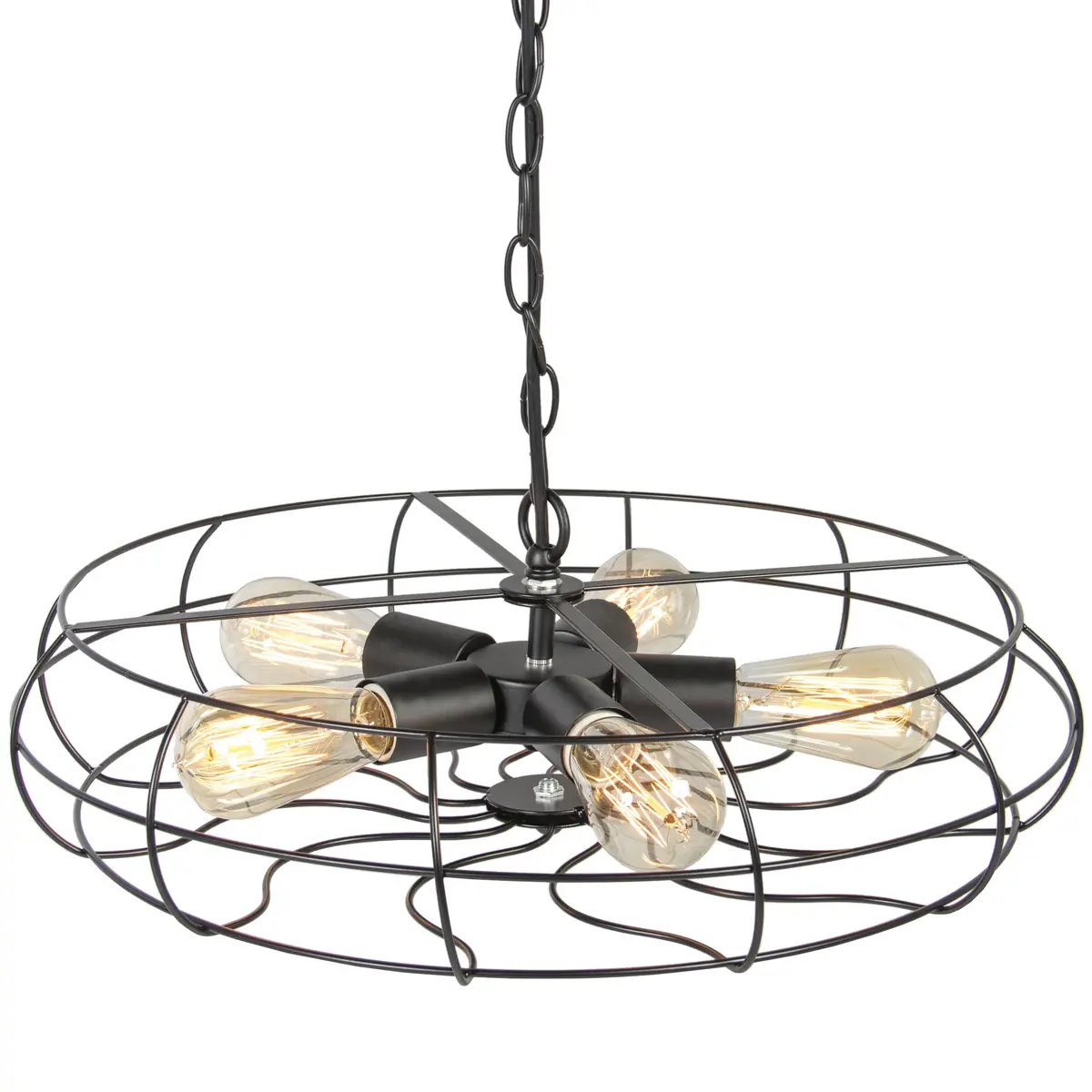 Industrial Vintage Hanging Chandelier W/ 5 Lights - Black 1