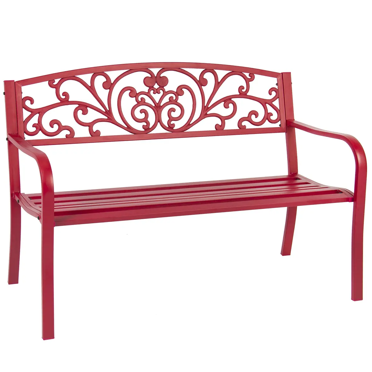 Steel Bench For Outdoor, Patio, Garden W/ Floral Design 2