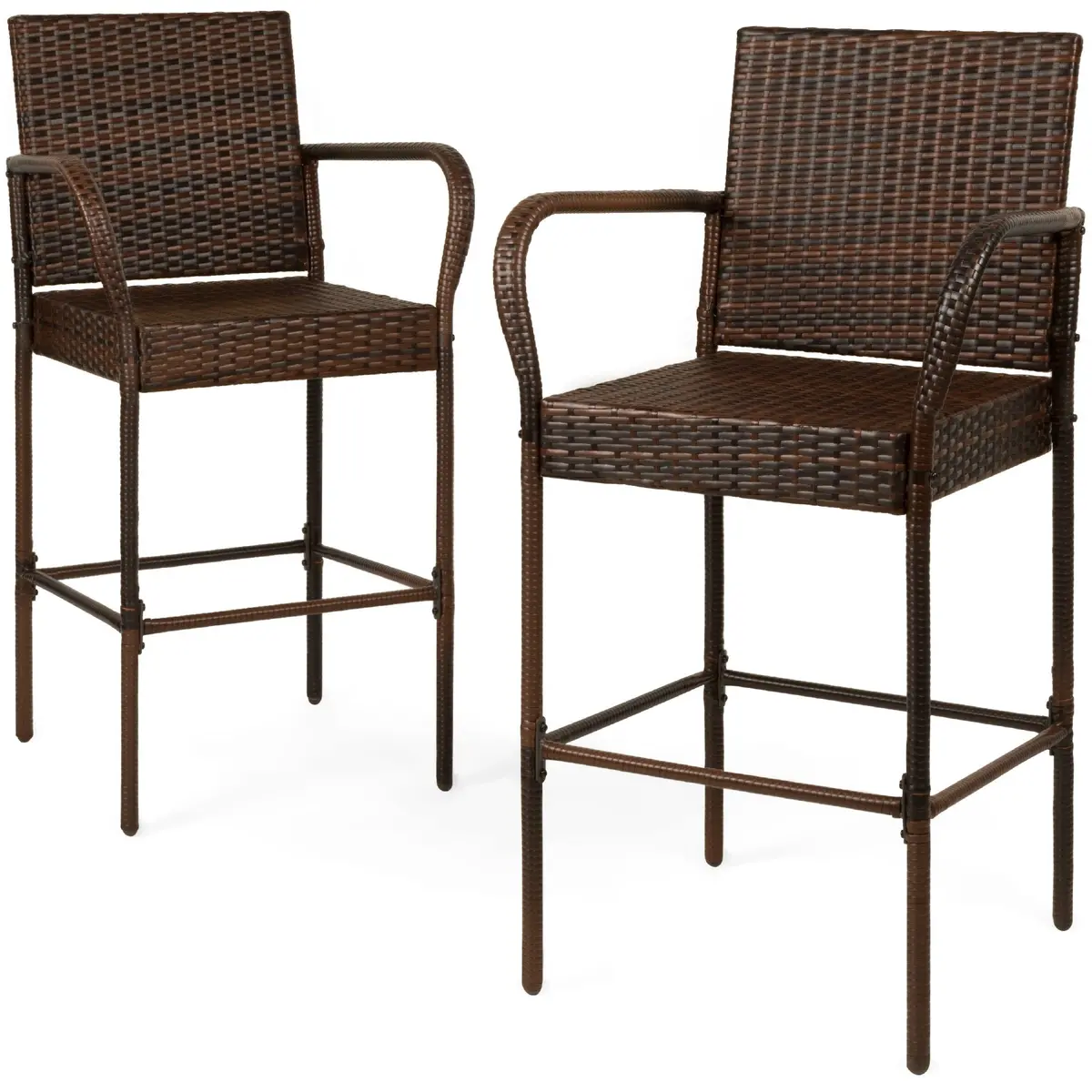 Set Of 2 Indoor Outdoor Wicker Bar Stools 1