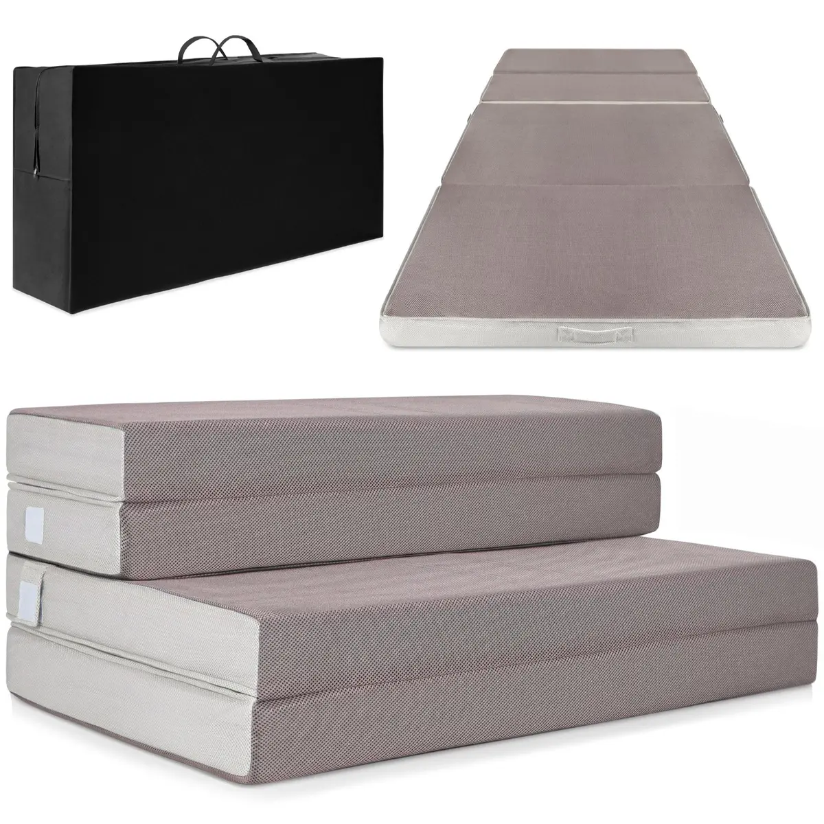 Folding Portable Mattress Topper W/ High-Density Foam 1