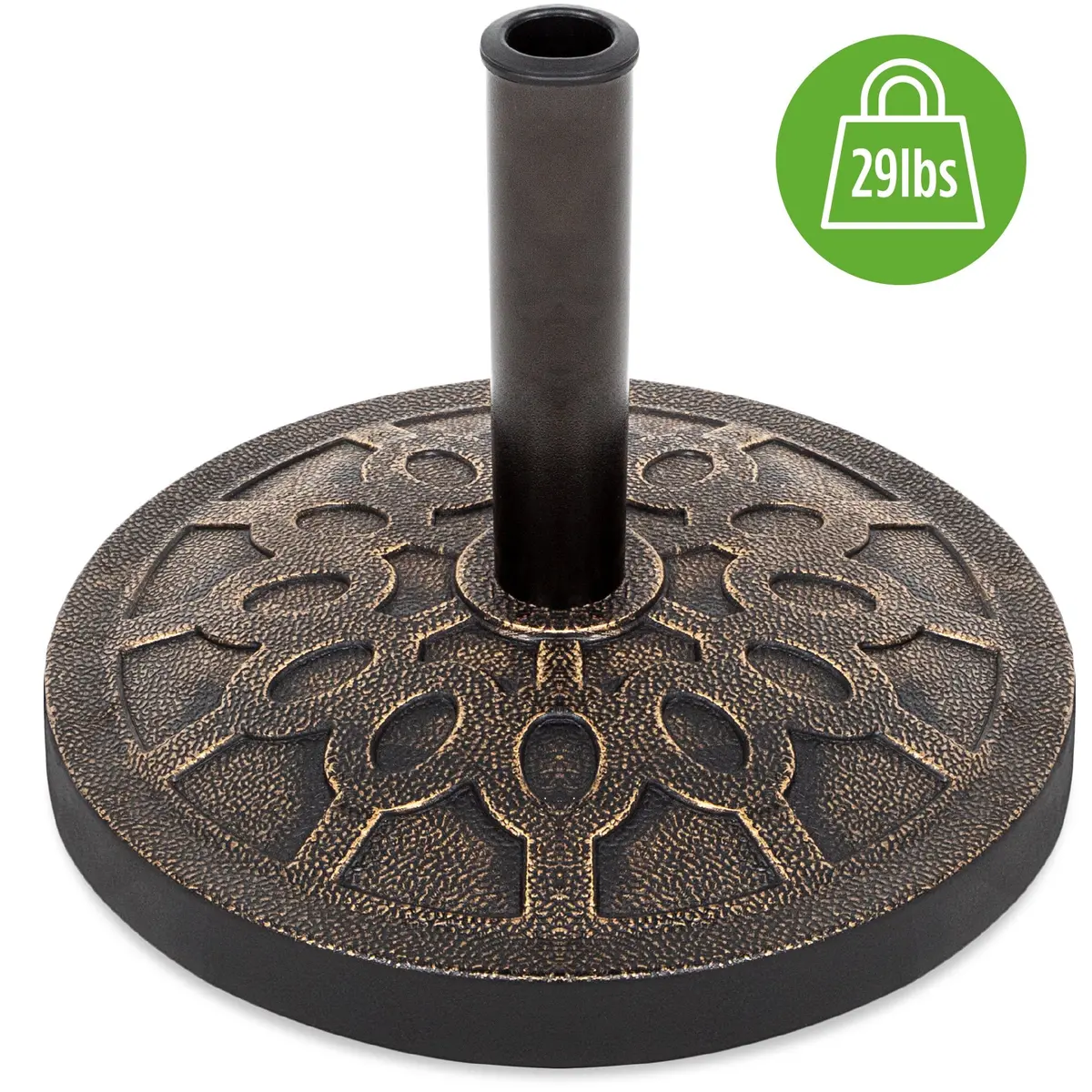 18In Round Patio Umbrella Base Stand W/ Rustic Finish 1