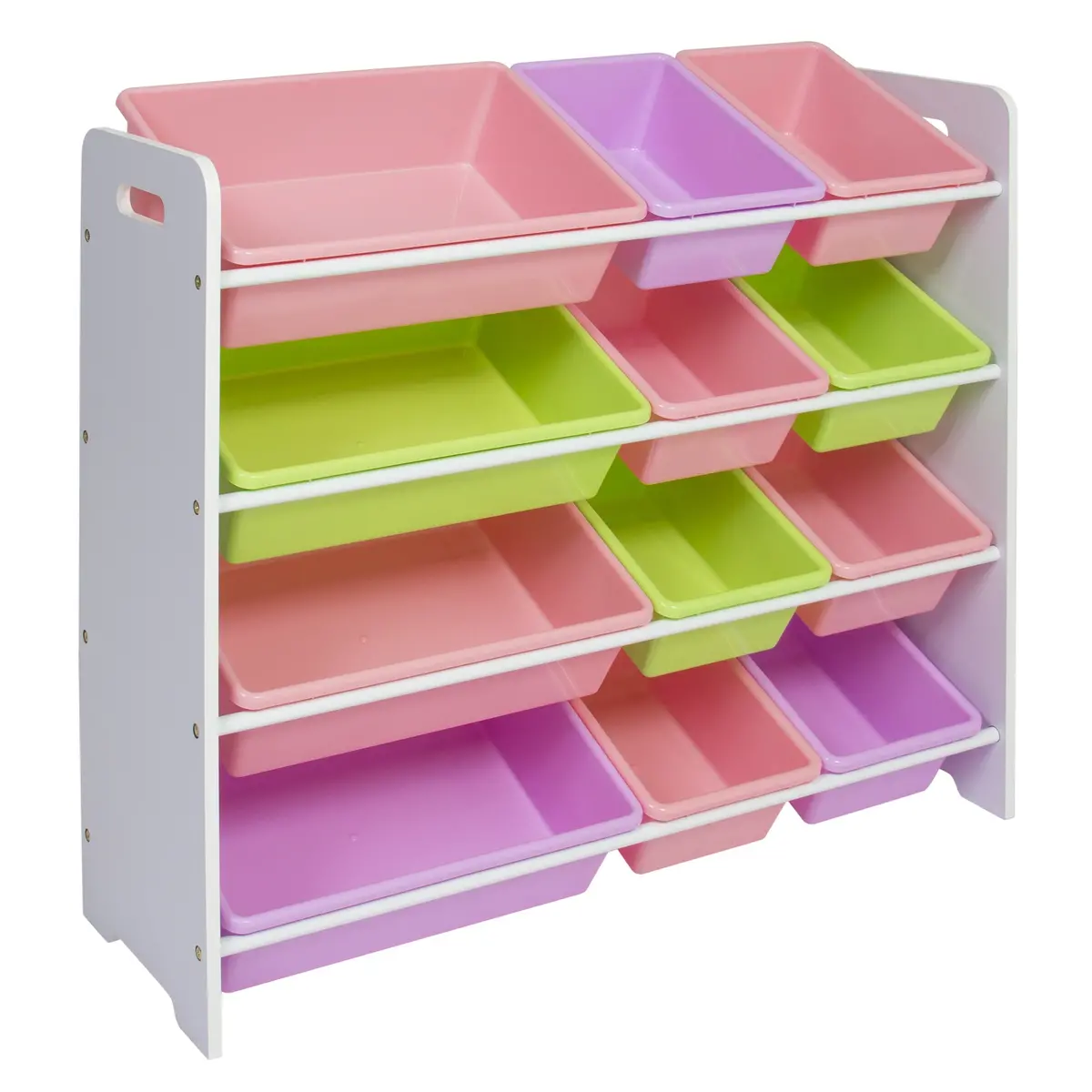 4-Tier Kids Wood Toy Storage Organizer Rack W/ 12 Bins 1
