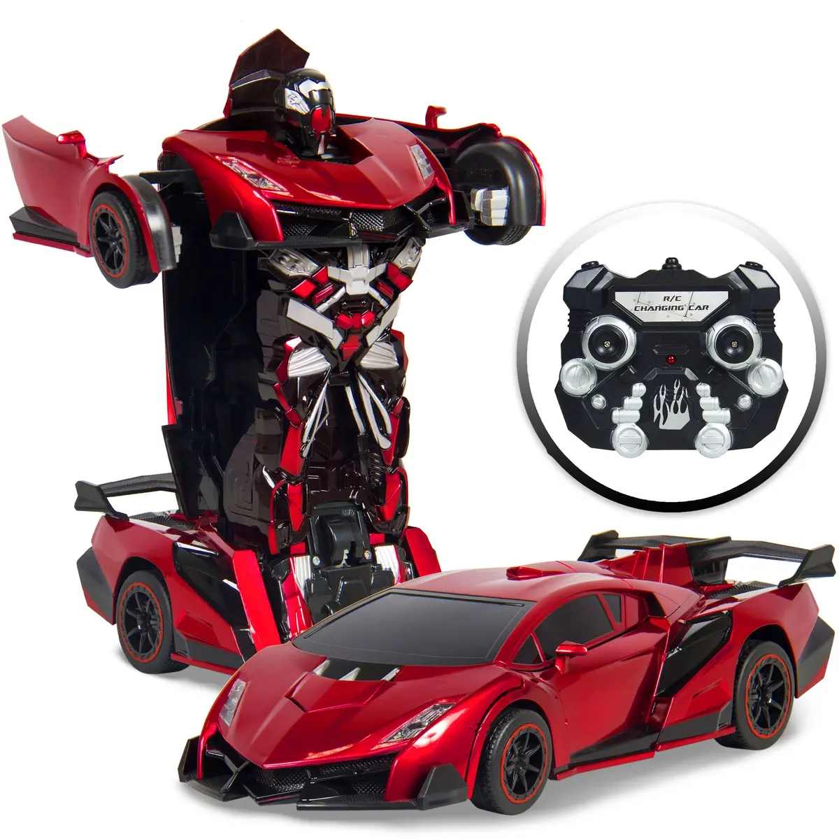 1:16 Scale 2.4Ghz Kids Transforming Rc Robot Car Toy W/ Led Lights 1