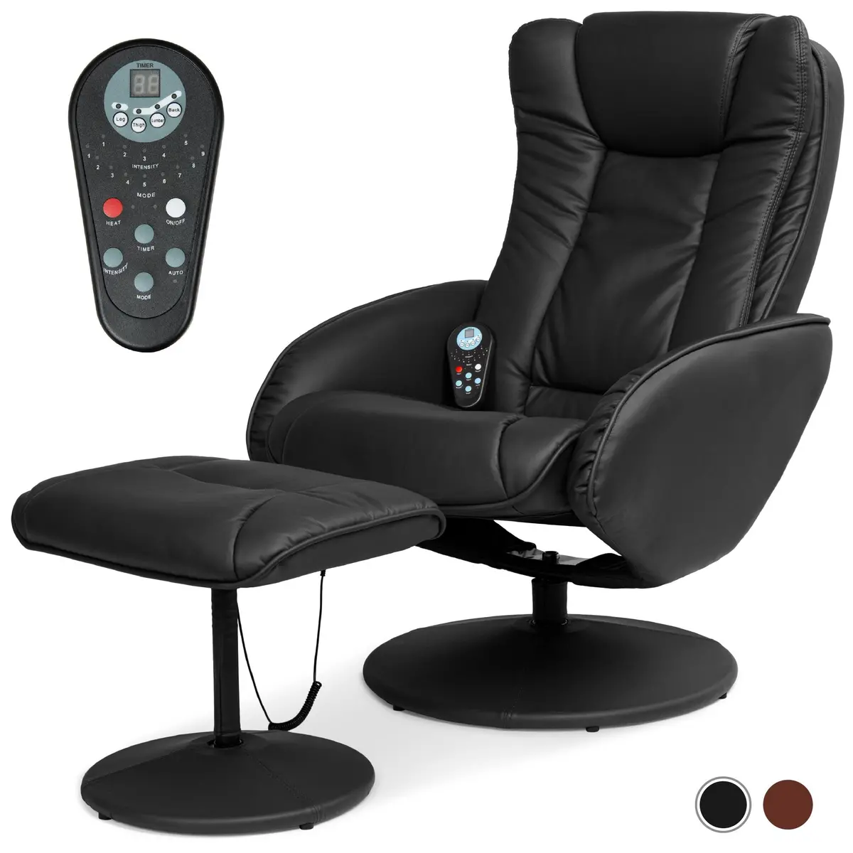 Faux Leather Electric Massage Recliner Chair W/ Stool Ottoman, Remote 1