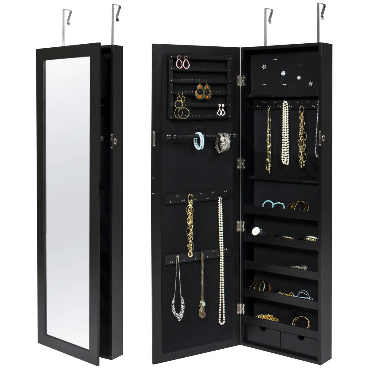 Wall Door Mount Mirrored Jewelry Armoire Cabinet 2