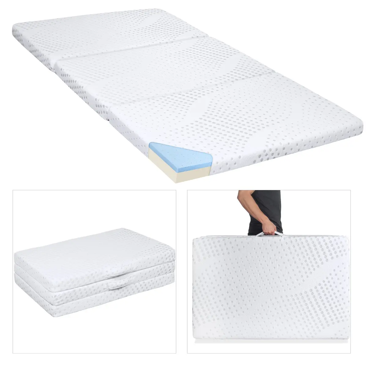 3In Full Size Folding Memory Foam Mattress Topper 1