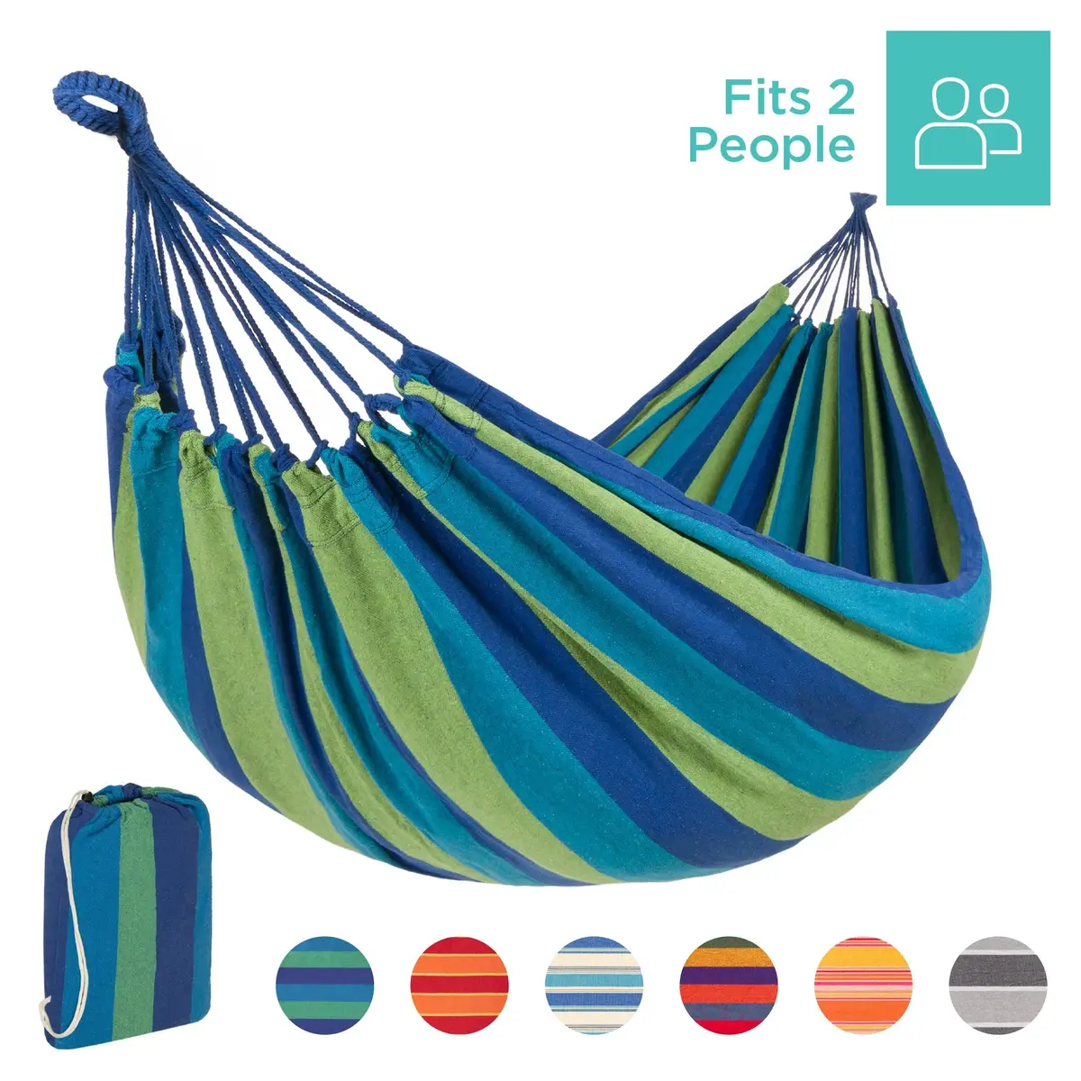 2-Person Brazilian-Style Double Hammock W/ Portable Carrying Bag 3