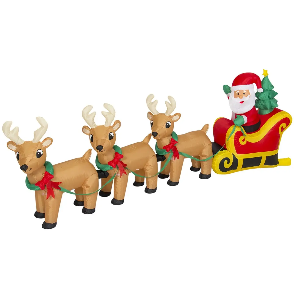 9Ft Pre-Lit Inflatable Christmas Santa Claus And Reindeer - Multicolor 1