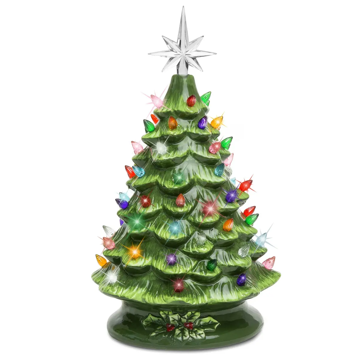 15In Pre-Lit Hand-Painted Ceramic Tabletop Christmas Tree W/ 64 Lights 1