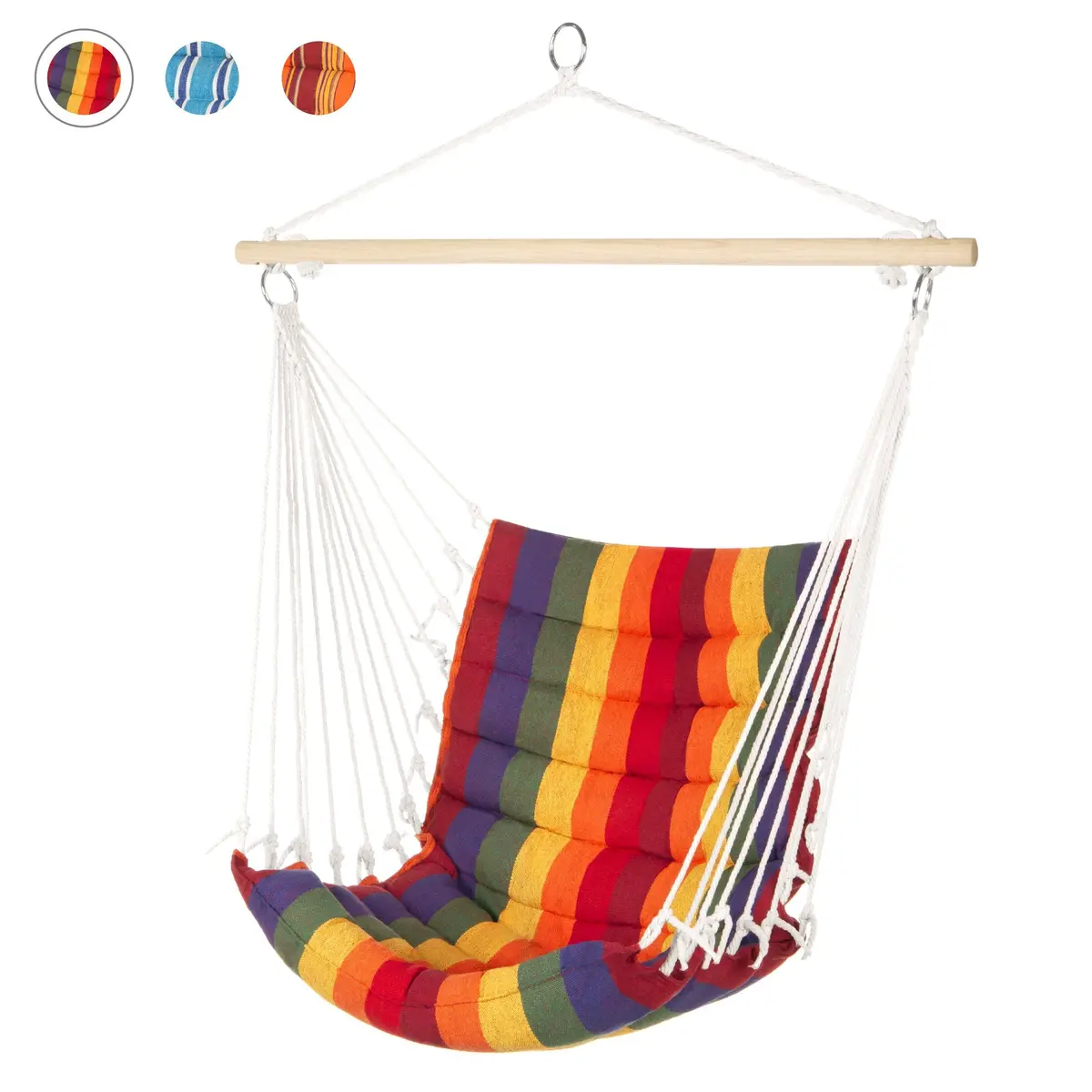 Padded Indoor/Outdoor Cotton Hammock Chair W/ 40In Spreader Bar 2