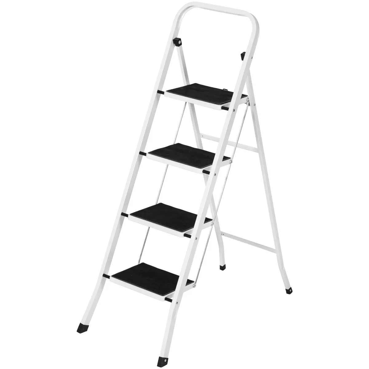 Folding Steel 4-Step Ladder W/ Hand Rail, Wide Steps, 300Lbs Capacity 1