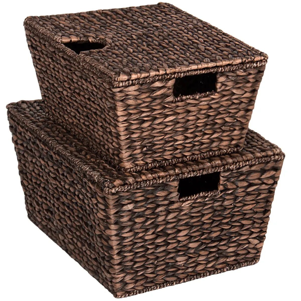 Set Of 2 Woven Water Hyacinth Baskets 1