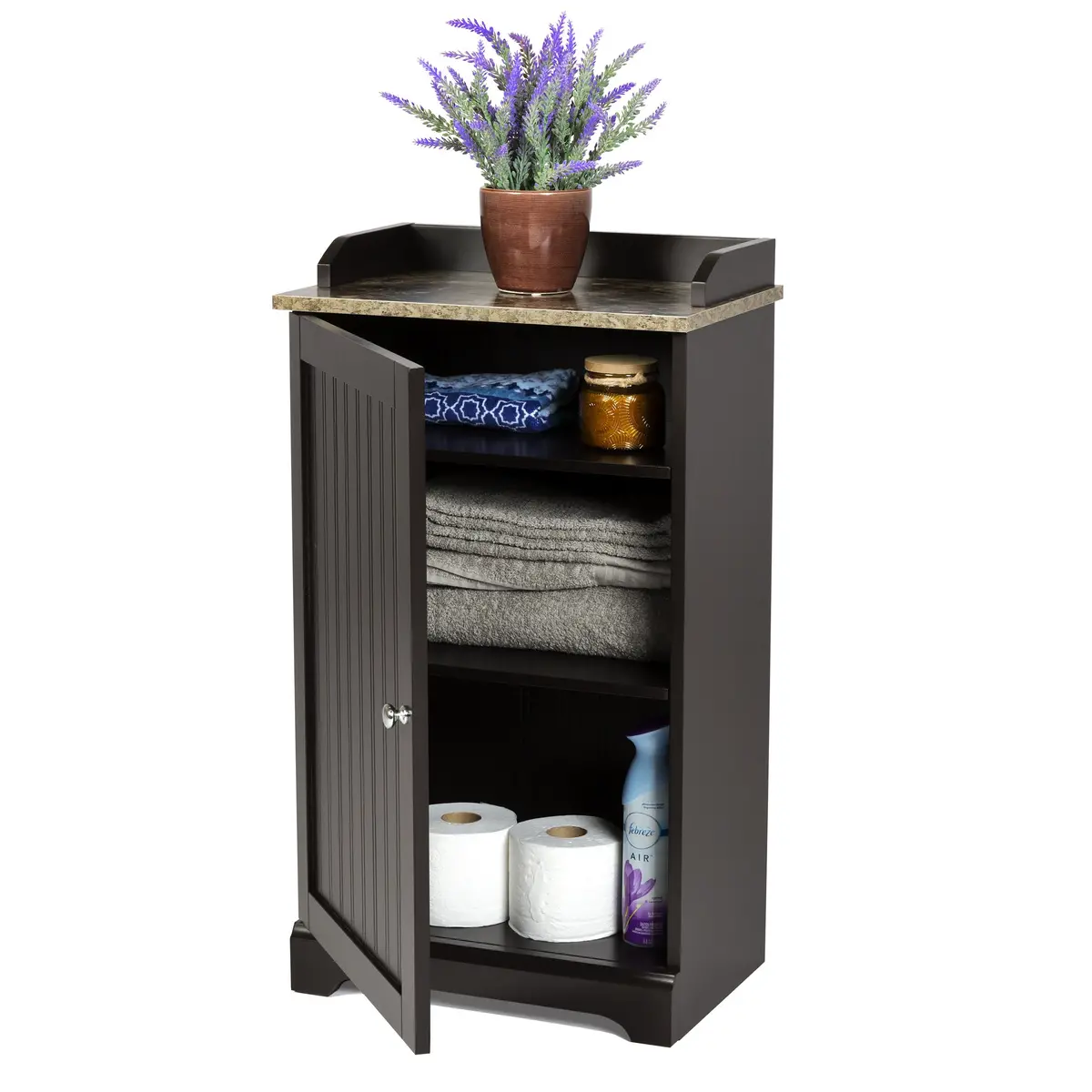 Bathroom Floor Storage Cabinet W/ Versatile Door 1