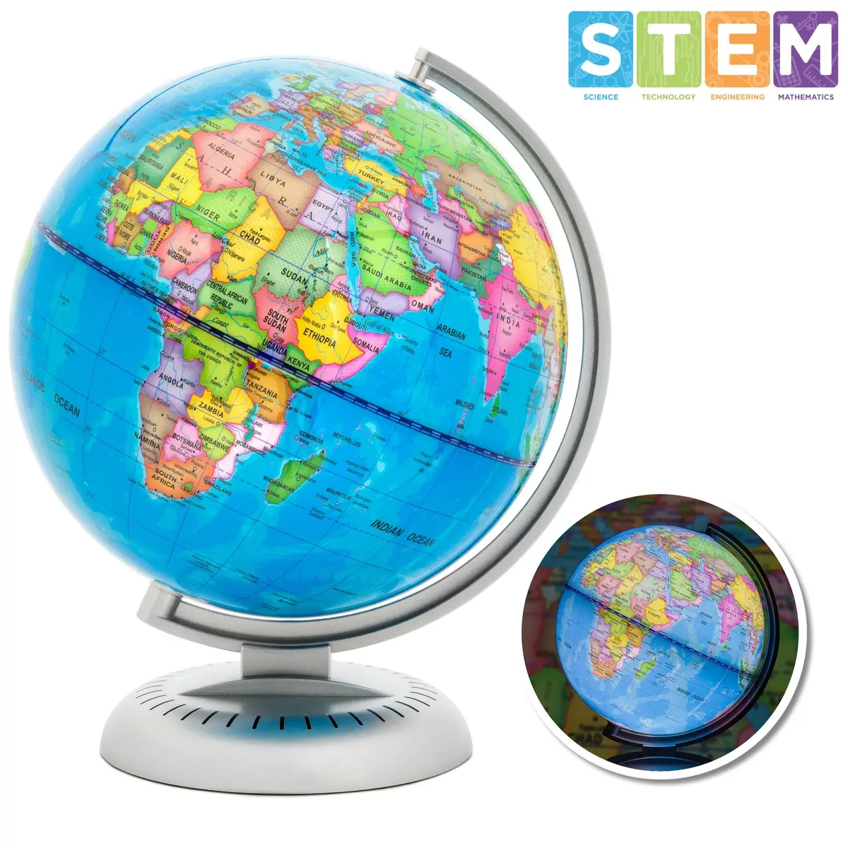 8In Illuminated World Geographical Globe W/ Led Lights 1