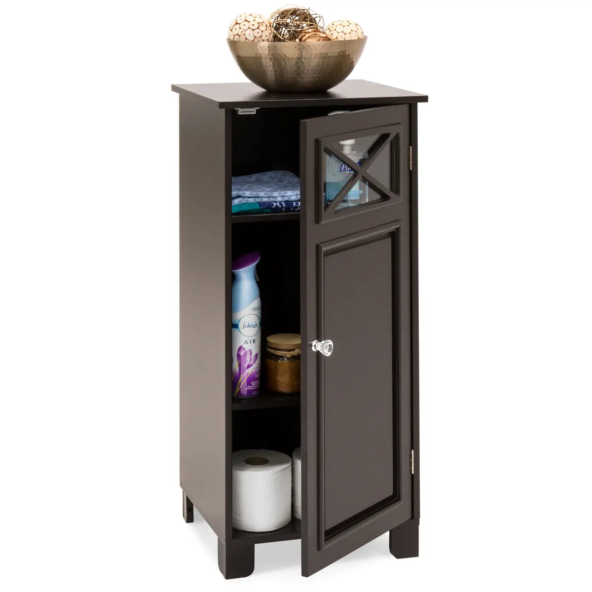 3-Tier Classic Wooden Floor Cabinet W/ Door 1