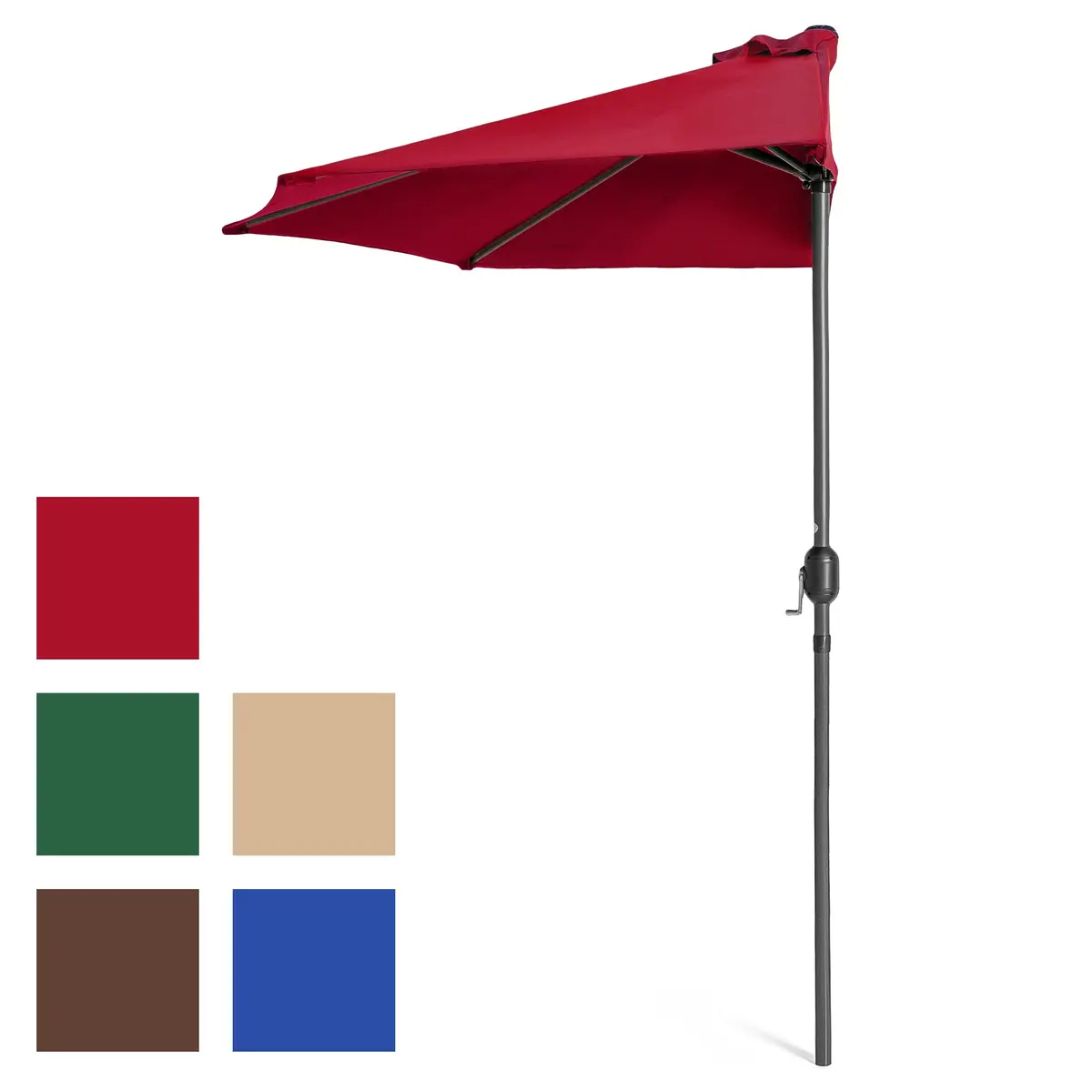 9Ft Half Patio Umbrella W/ Crank 2
