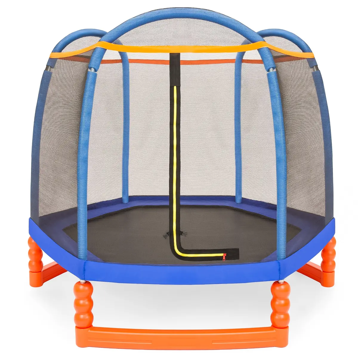 7Ft Kids Indoor/Outdoor Mini Trampoline W/ Safety Net, Padding 1