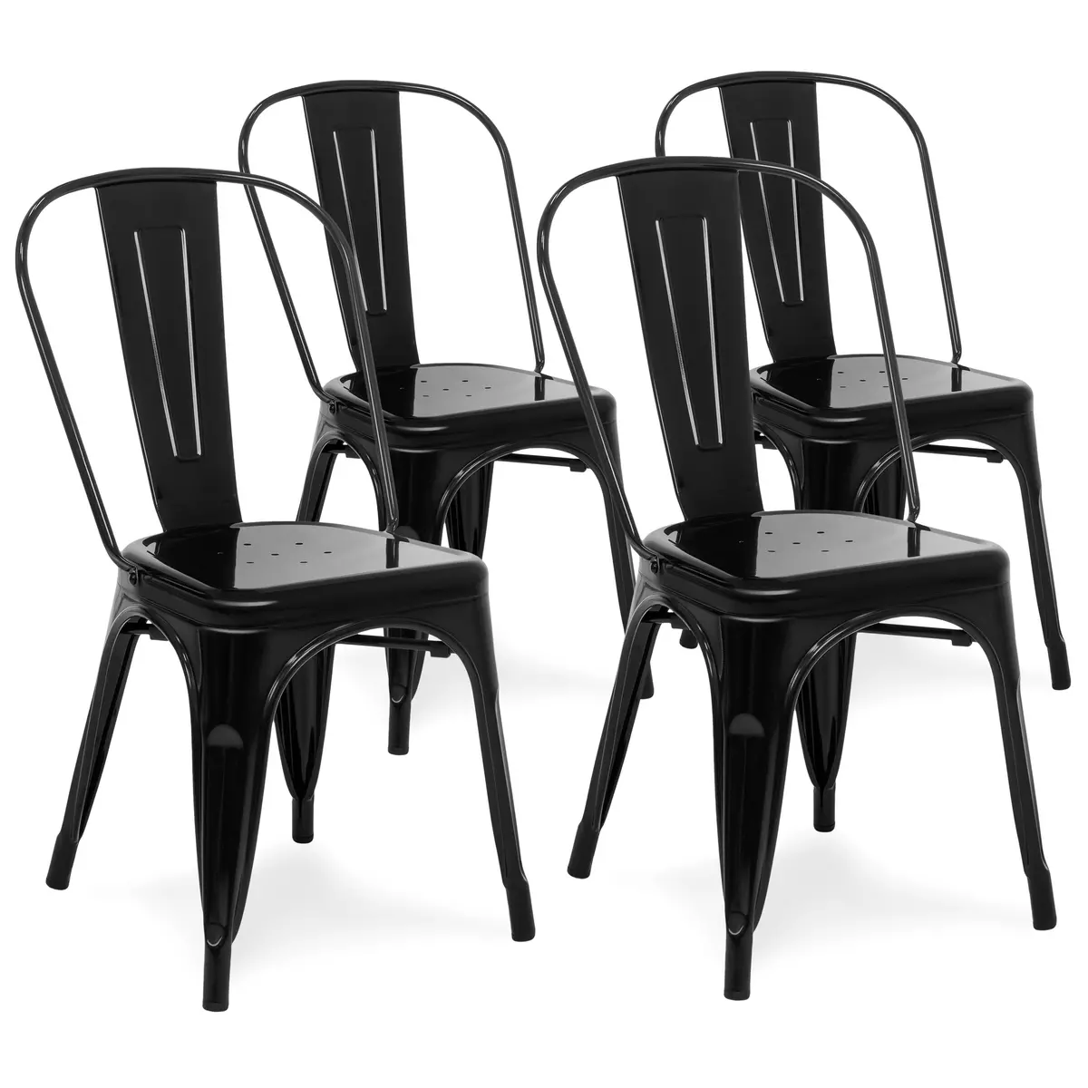 Set Of 4 Industrial Metal Dining Chairs 1