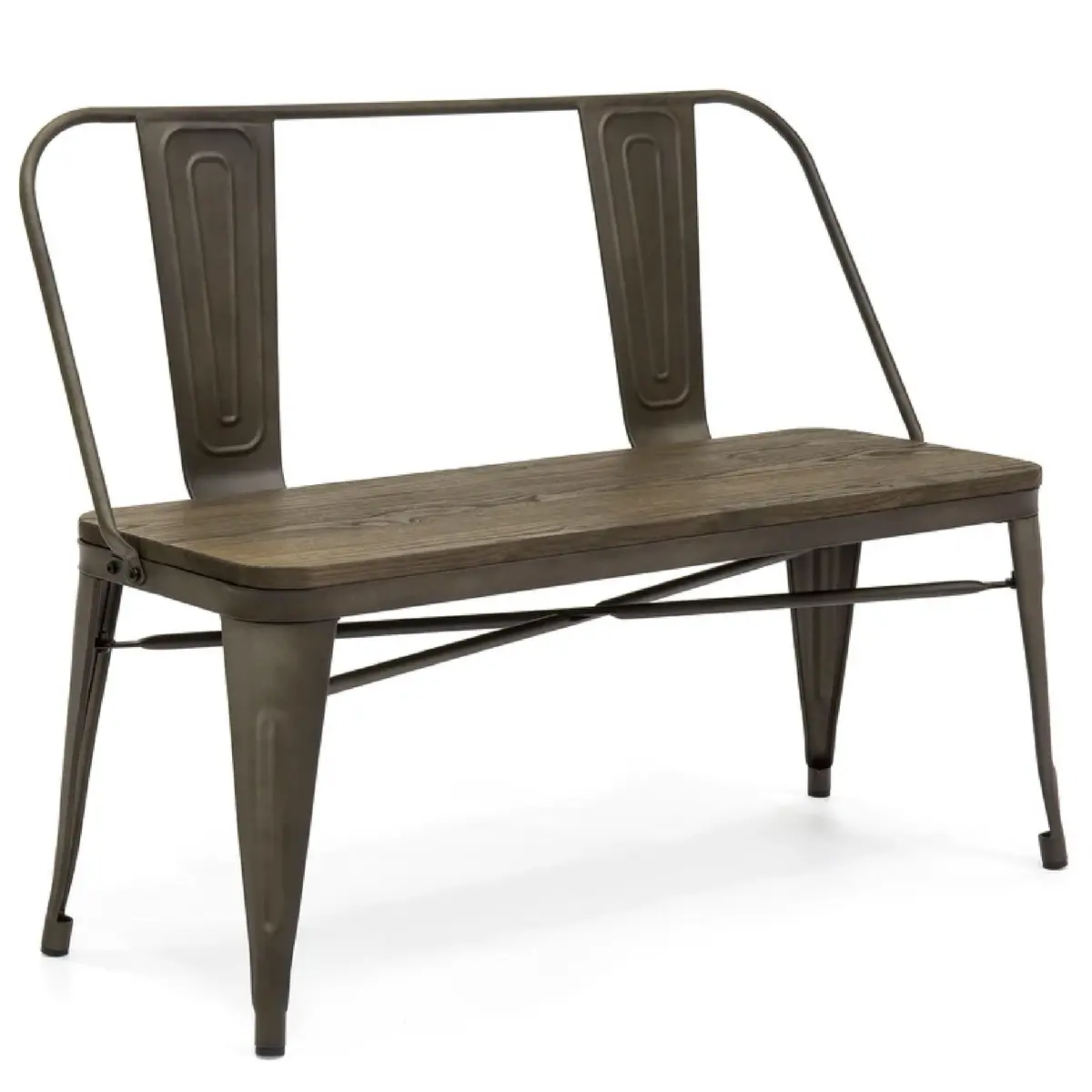 Industrial Metal Farmhouse Dining Bench W/ Wood Seat, Removable Back - 42In 1