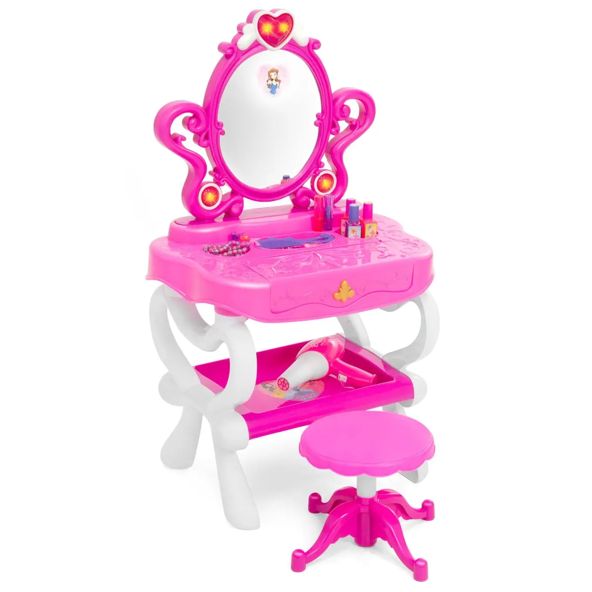 Kids Princess Vanity Toy Set And Keyboard Combo W/ Stool, Accessories 1