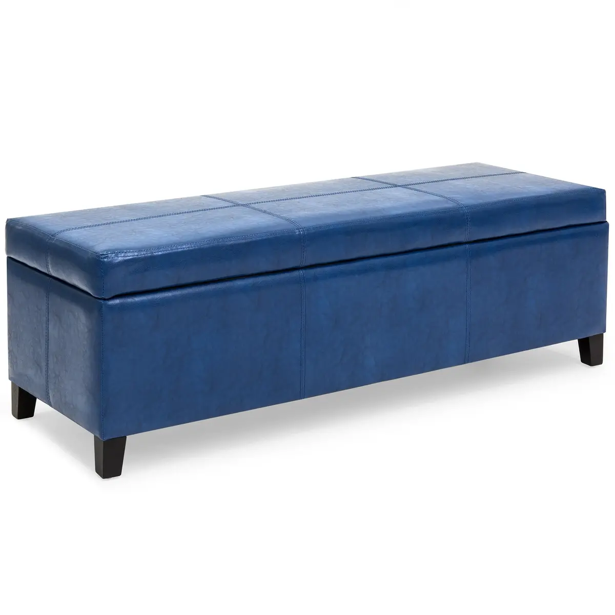 Faux Leather Ottoman Storage Bench Home Accent W/ Wood Frame, Lift-Up Lid 1
