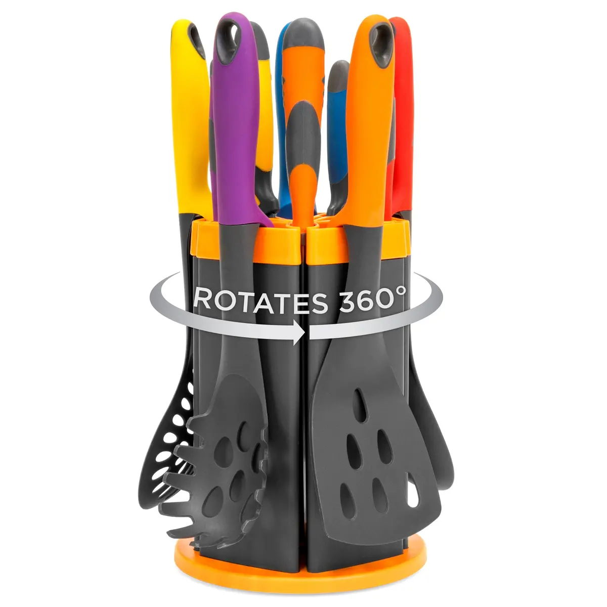 11-Piece Knife Utensil Set W/ Rotating Stand, Heat-Resistant Heads - Multi 1