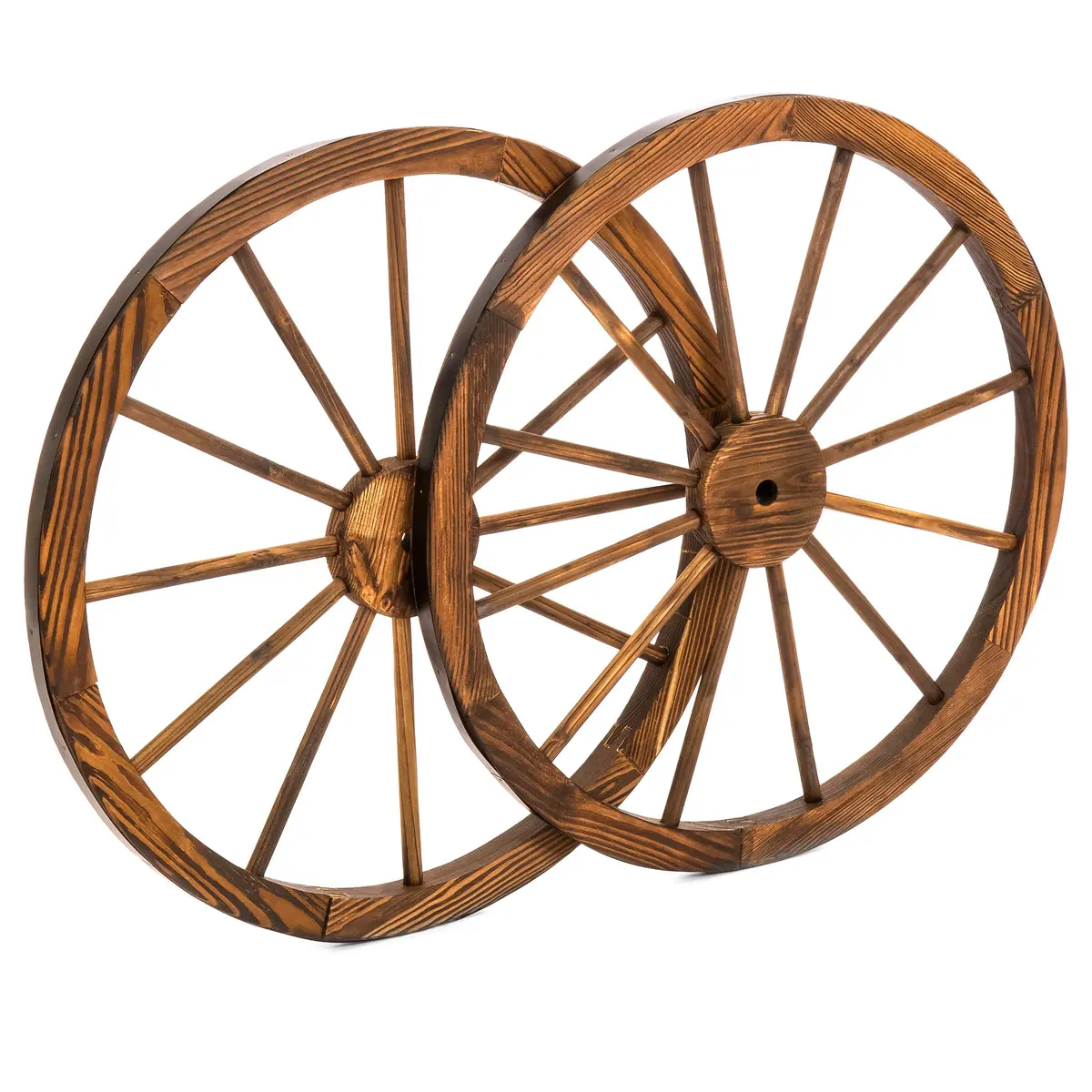 30In Decorative Old Western Wooden Garden Wagon Wheels W/ Steel Rims 1