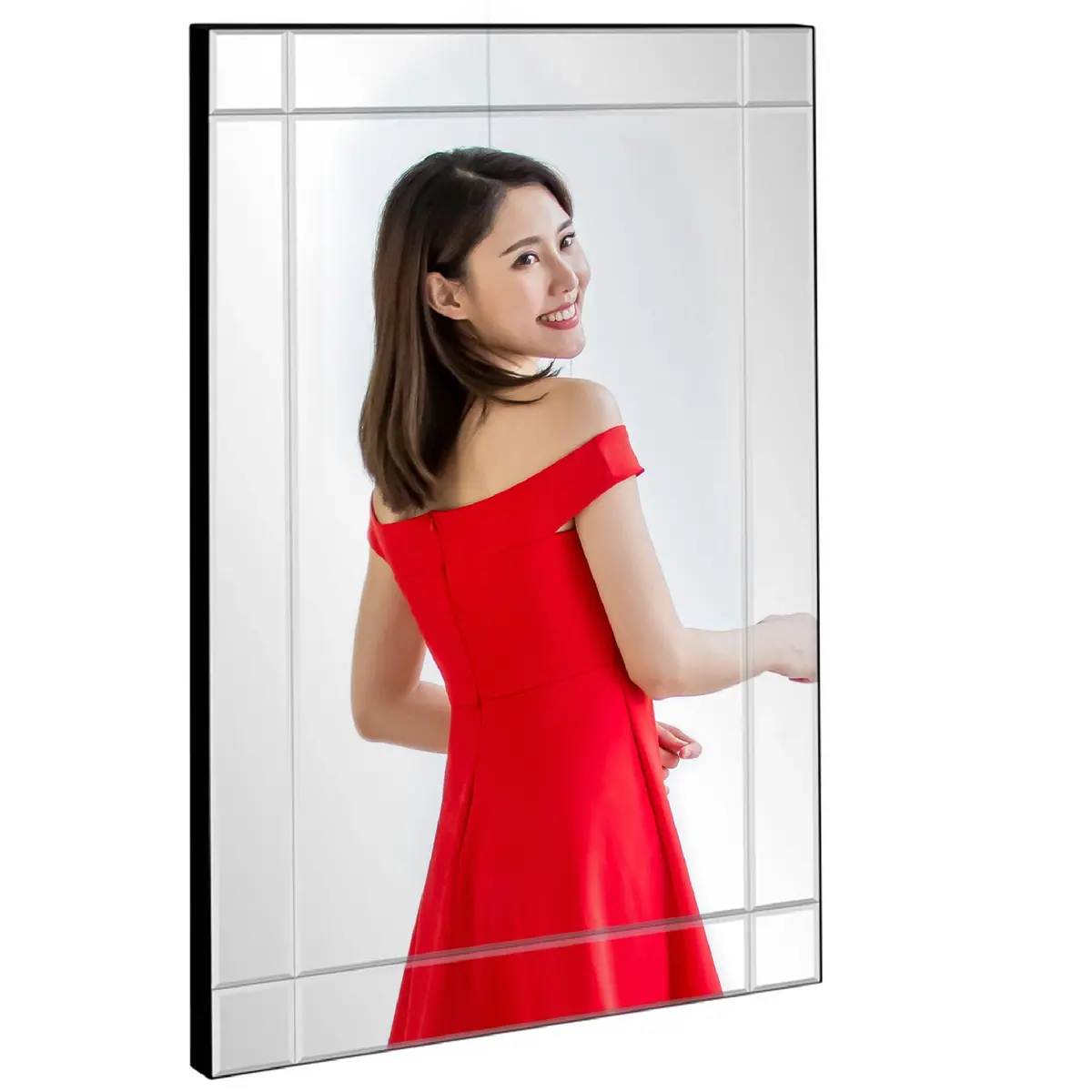 Modern Decorative Rectangular Frameless Wall Mirror - 36X24in 1