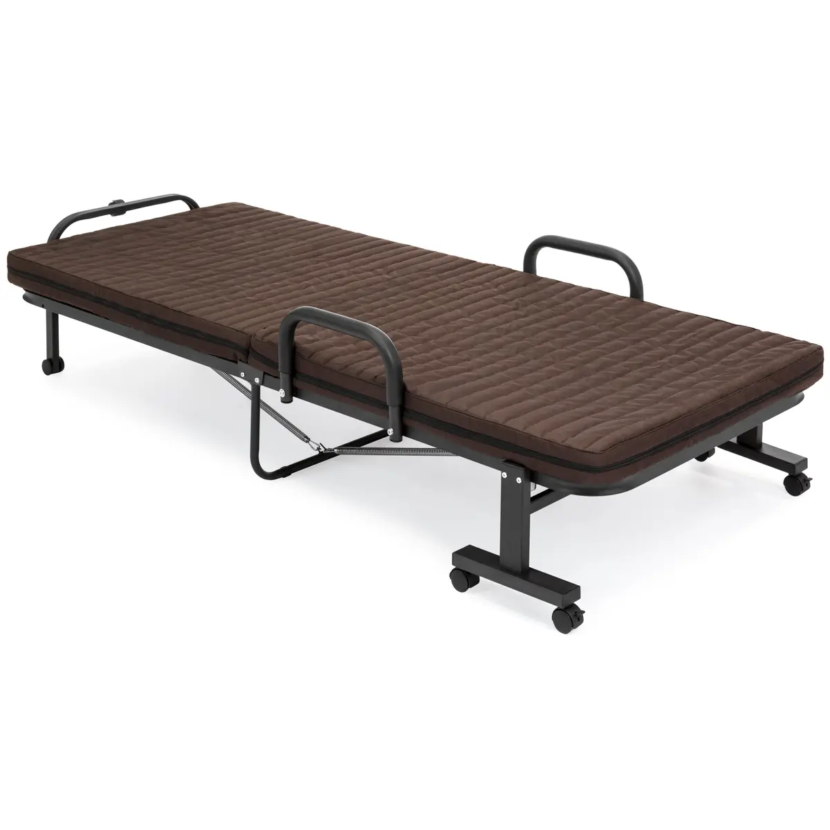 74In Folding Portable Twin Mattress Single Bed W/ Wheels 1