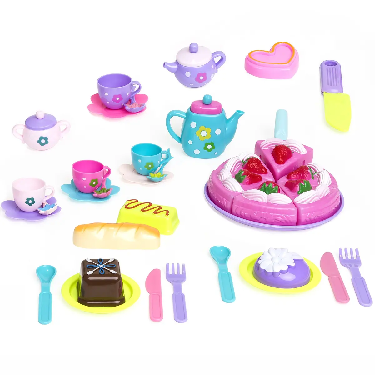 37-Piece Kids Pretend Kitchen Tea Party Play Set 1