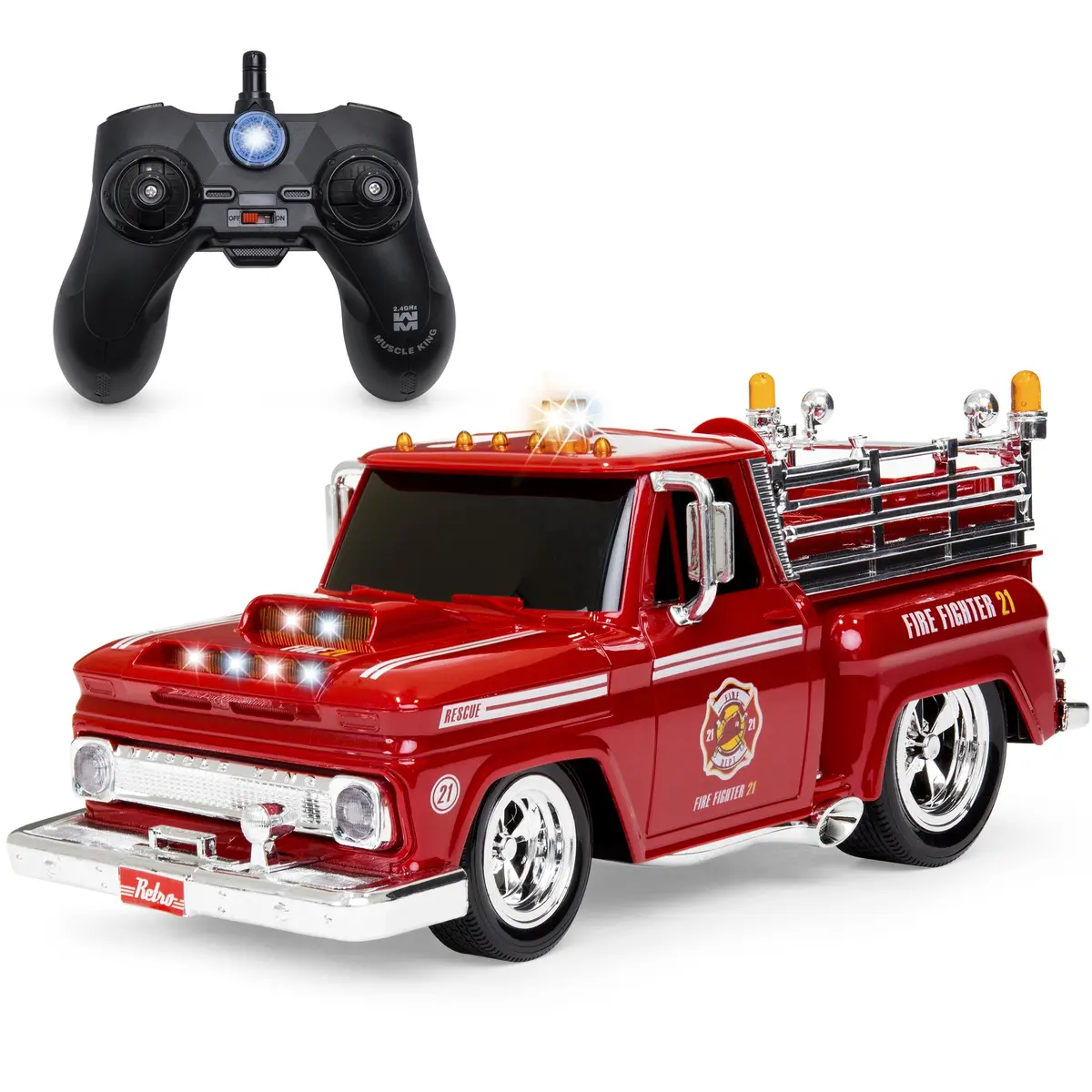 2.4Ghz Kids Remote Control Emergency Fire Truck Car Toy W/ Lights, Sounds 1