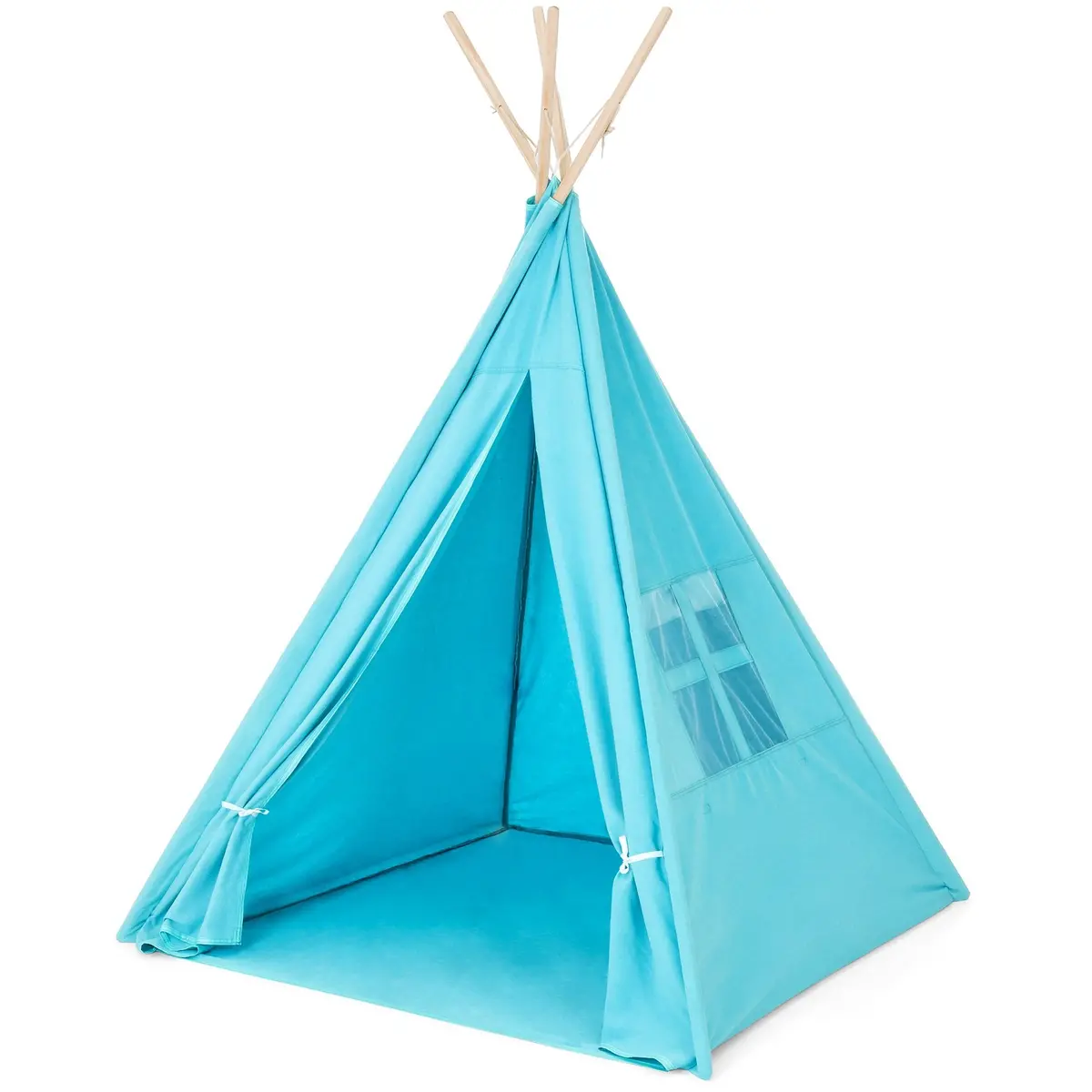 6Ft Kids Pretend Cotton Teepee Play Tent W/ Mesh Window, Carrying Case 5