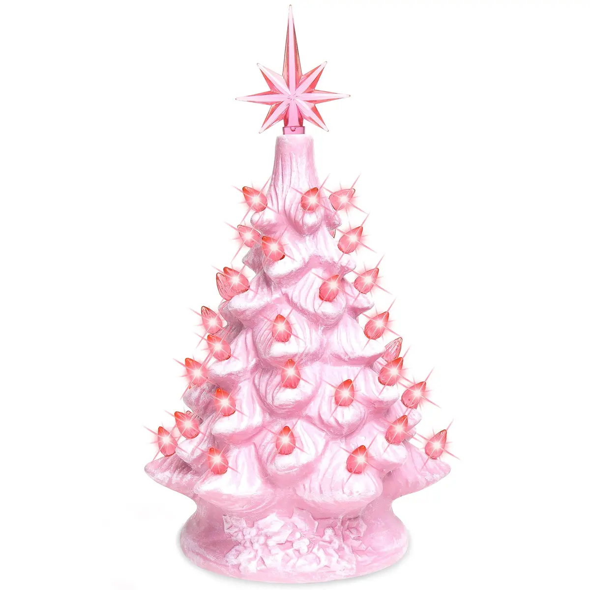 11In Pre-Lit Hand-Painted Ceramic Tabletop Christmas Tree W/ Lights 1
