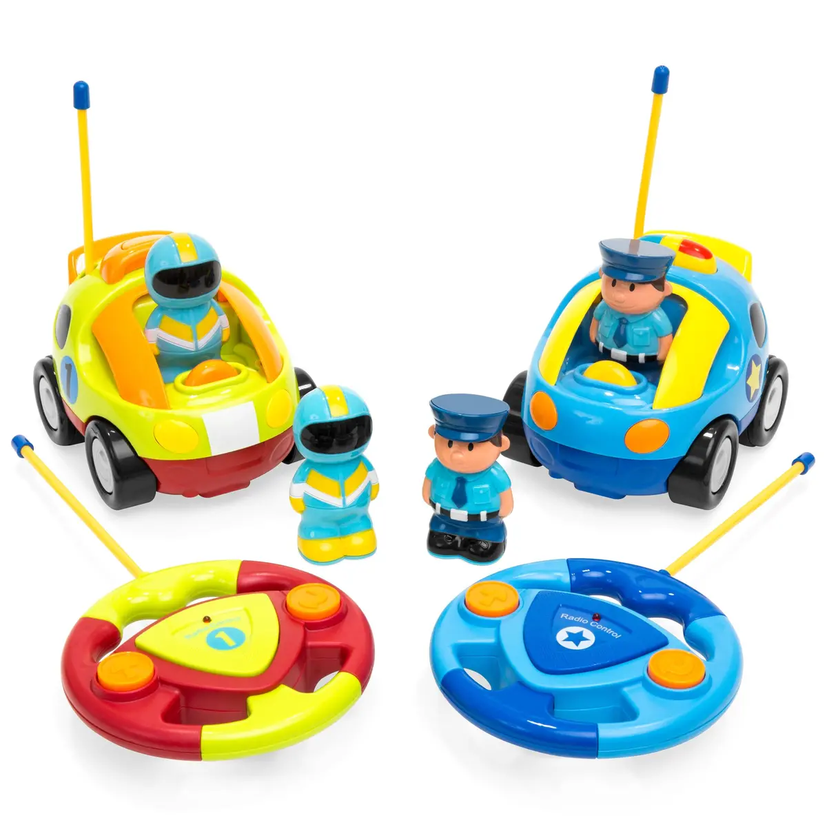 Set Of 2 Kids Rc Remote Control Racing Car Toys W/ Action Figures 3
