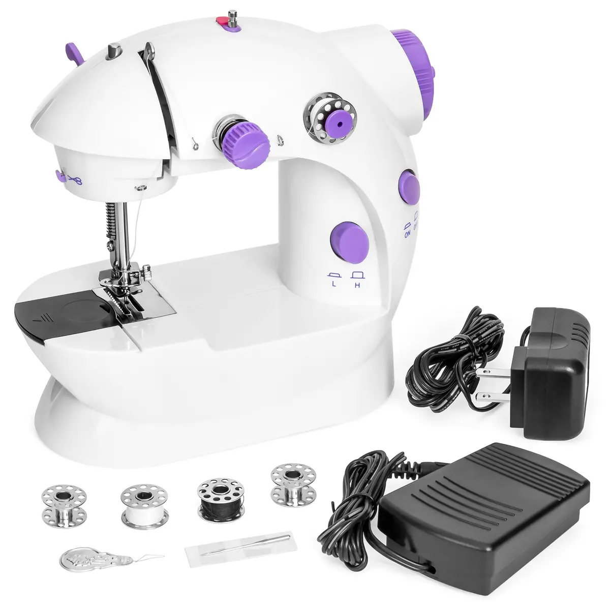 Portable Mini Sewing Machine W/ Pedal & Push Switch - White 1