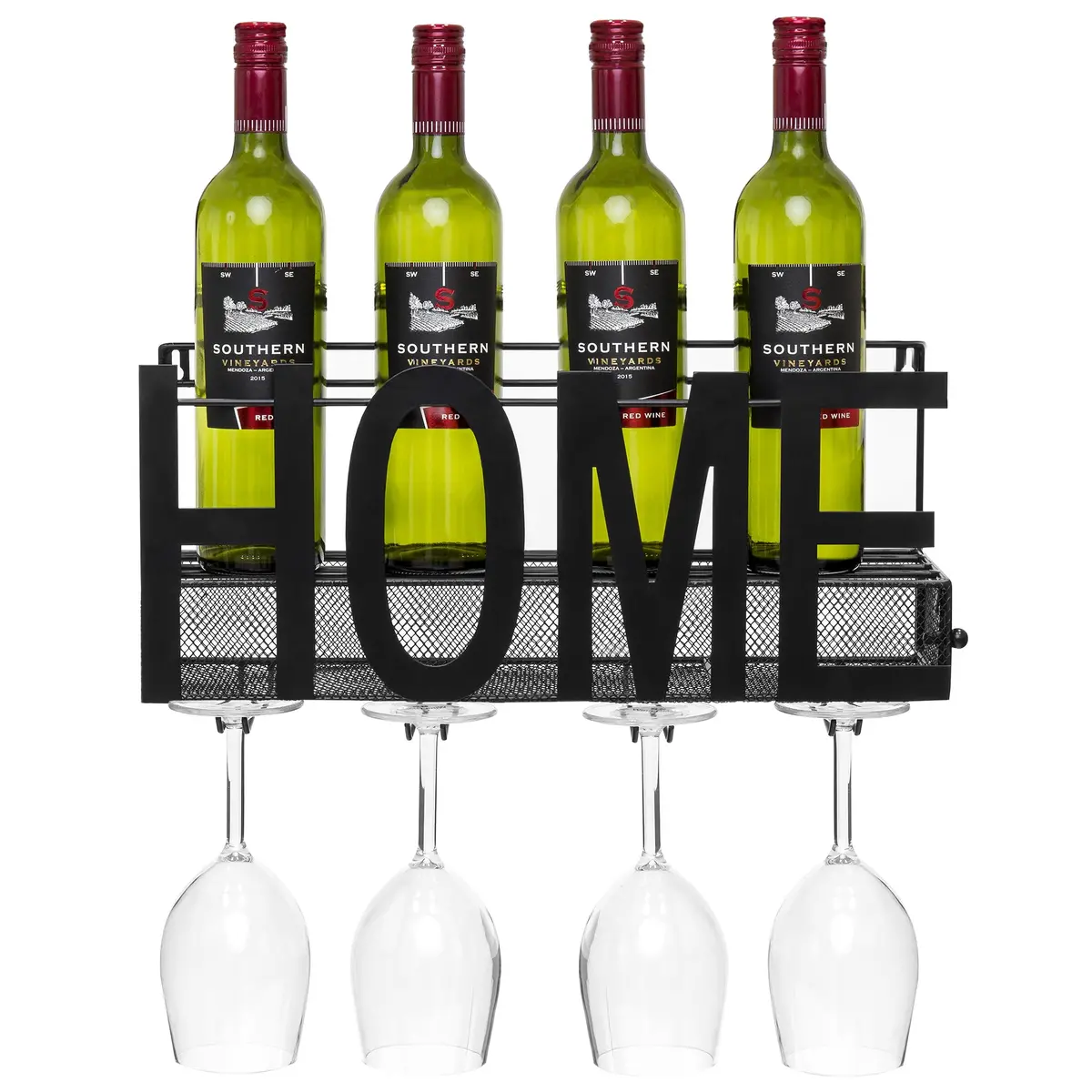Wine Rack Wall Mount Decorative Art Design Shelf - Black 1