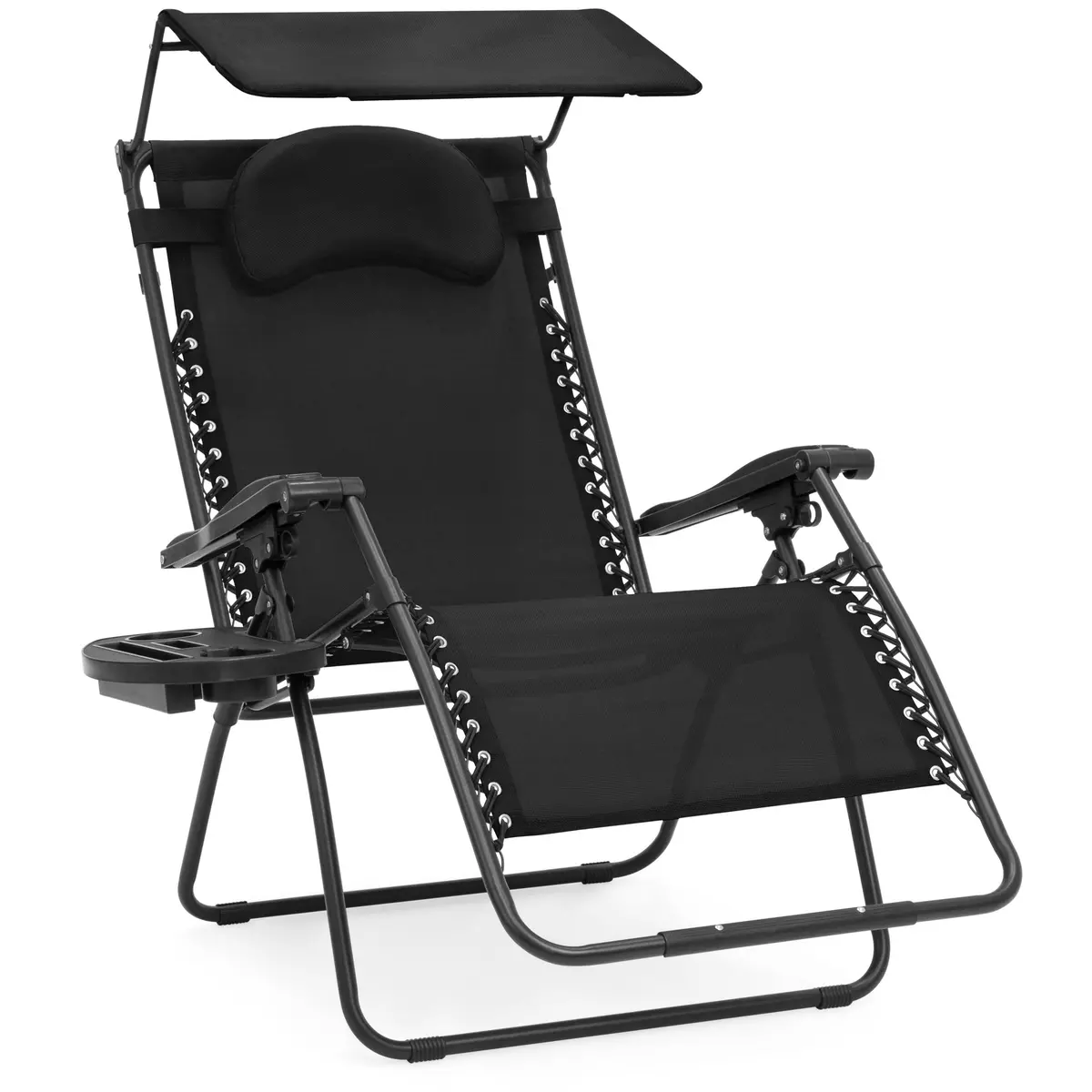 Oversized Zero Gravity Chair W/ Folding Canopy Shade Cup Holder 2