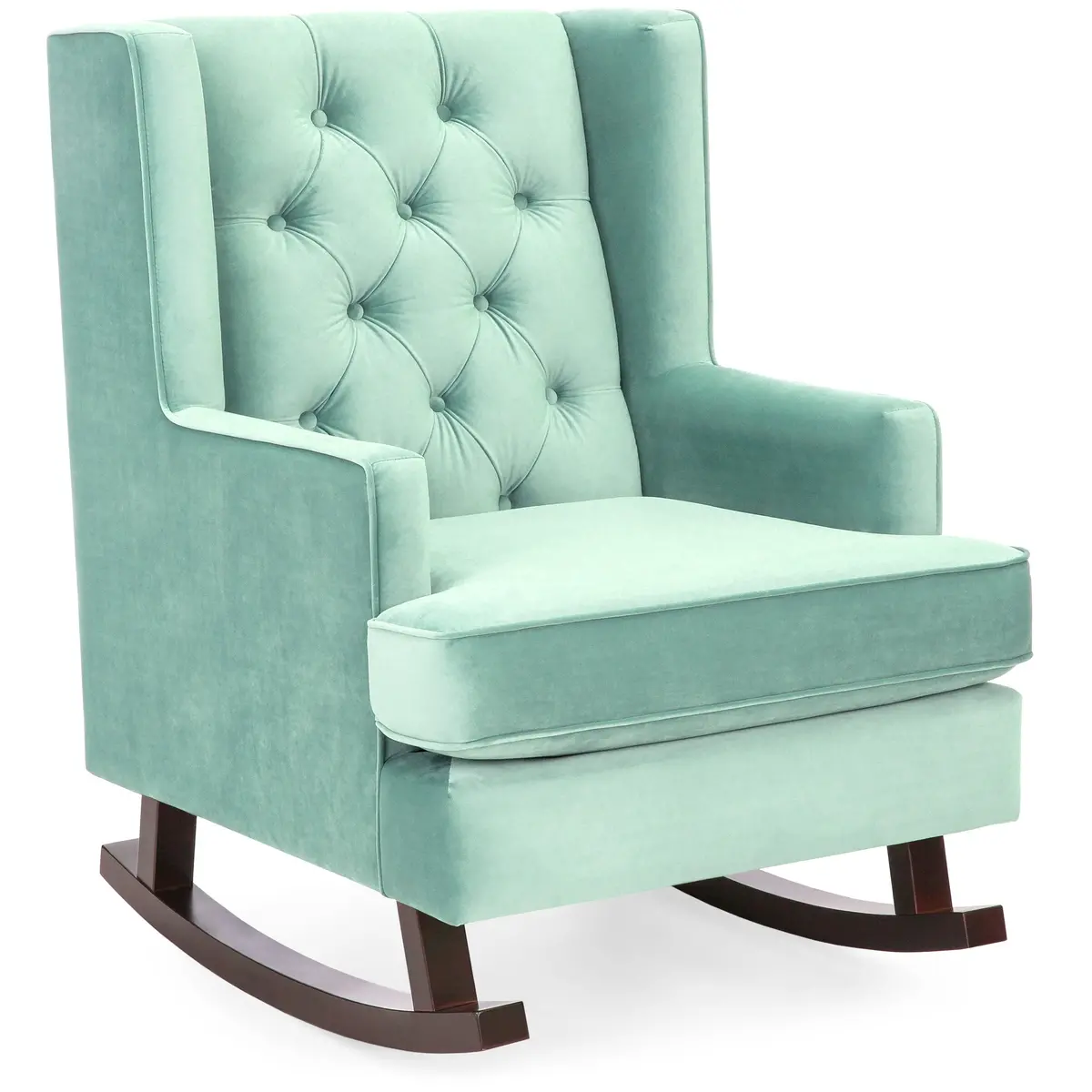 Tufted Upholstered Wingback Rocking Chair 5