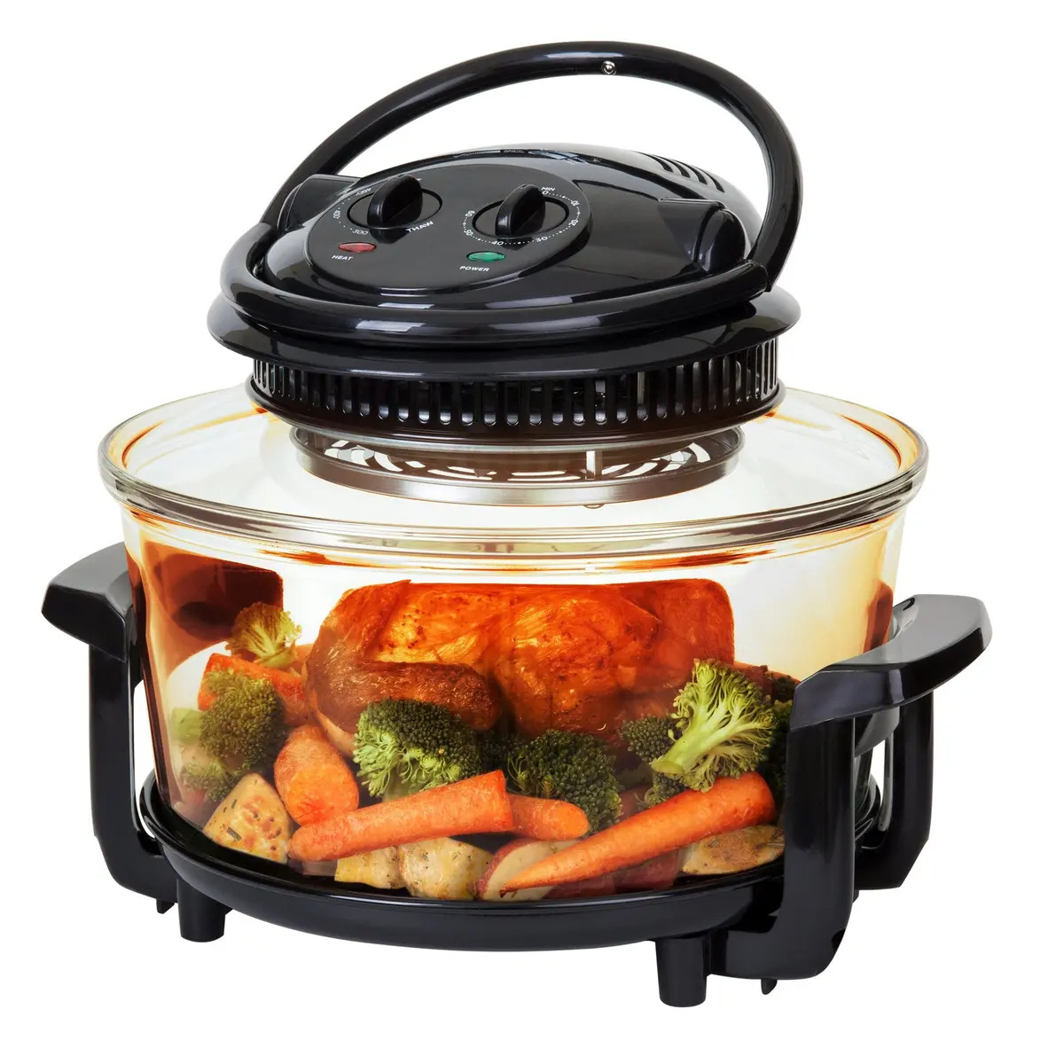 12L Electric Convection Glass Halogen Oven Cooker W/ 2 Wire Racks, Tongs 1