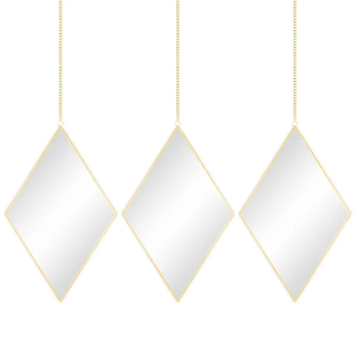 Set Of 3 Diamond Diy Hanging Wall Mirrors - Copper 1