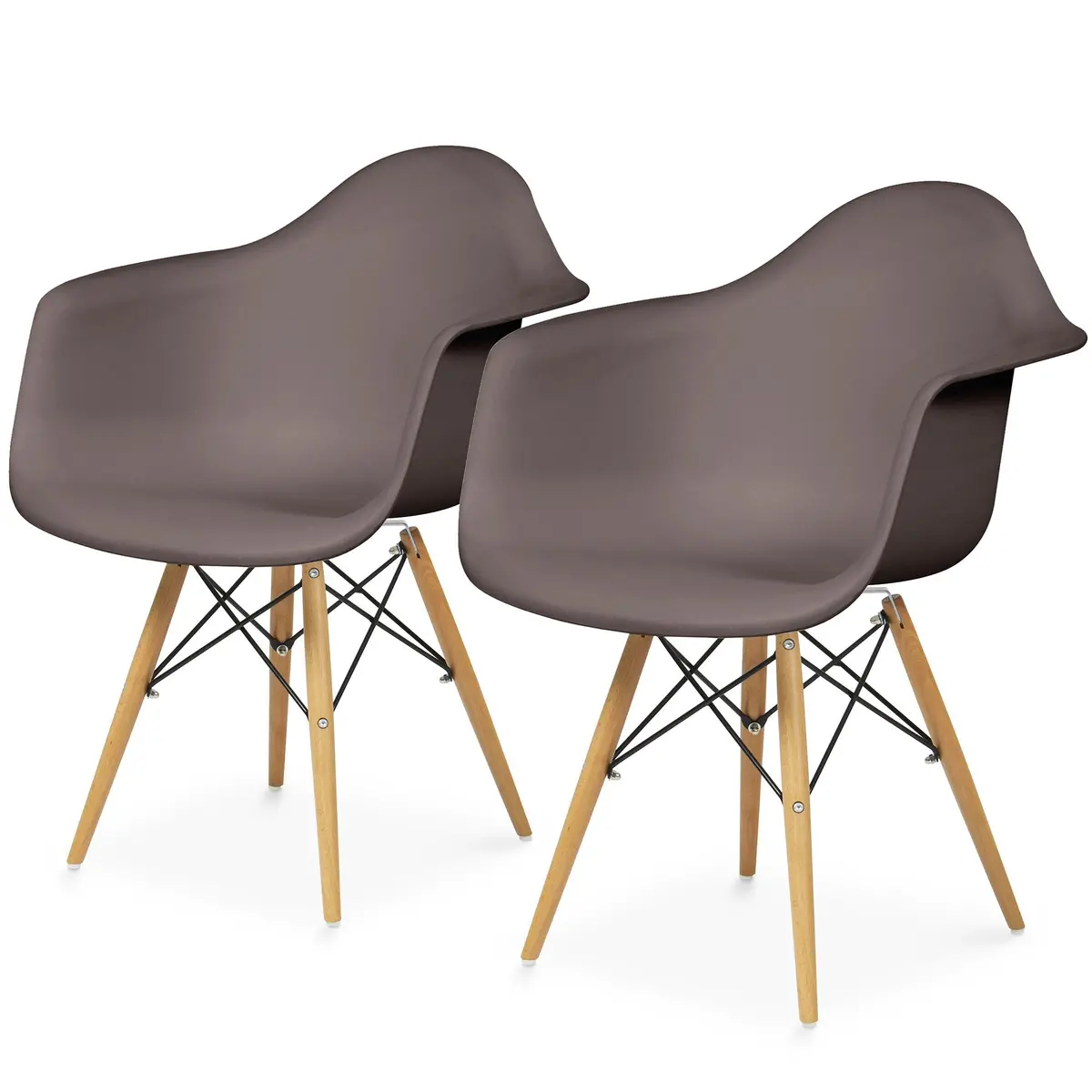Set Of 2 Mid-Century Modern Matte Accent Arm Chairs 1