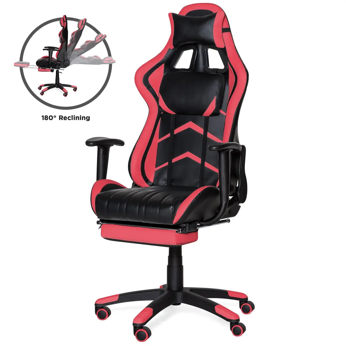 Ergonomic Swivel Reclining Office Gaming Chair W/ Footrest, Lumbar Support 1