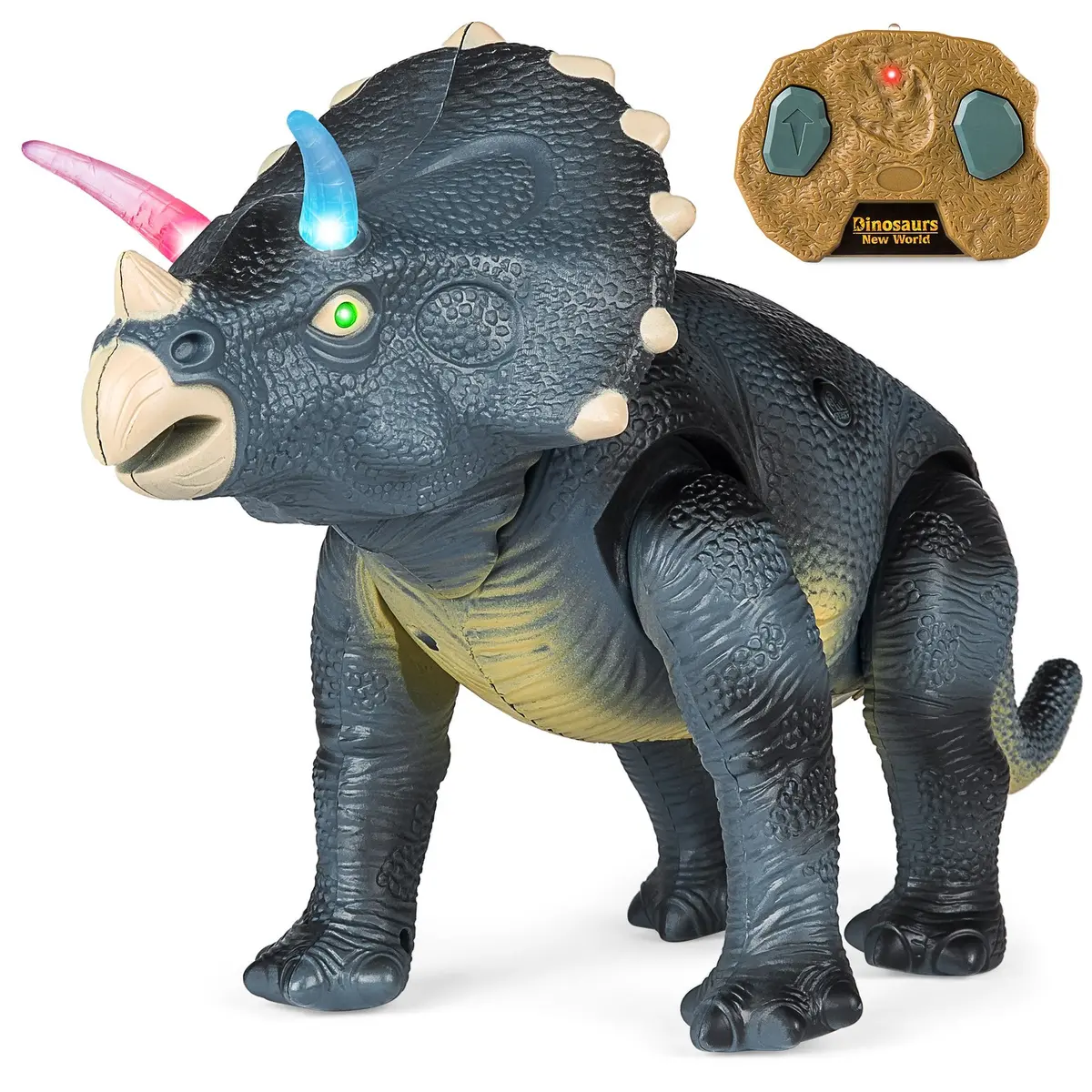 14.5In Kids Remote Control Walking Dinosaur Triceratops Toy Robot 1