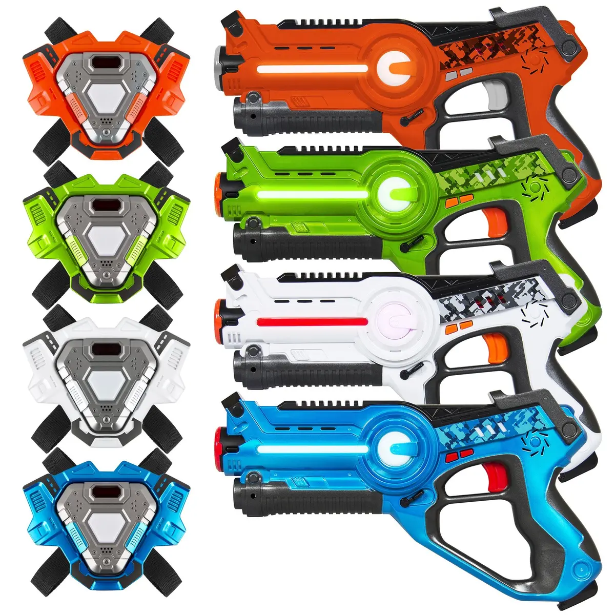 Set Of 4 Infrared Laser Tag Blasters And Vests For Kids & Adults 1